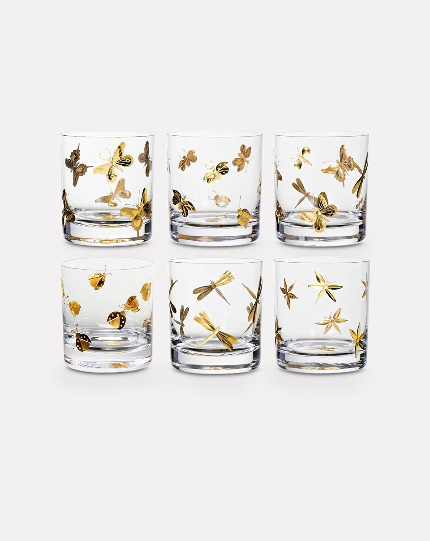 Set of 6 Gilded Fly Fusion DOF Glasses Artel