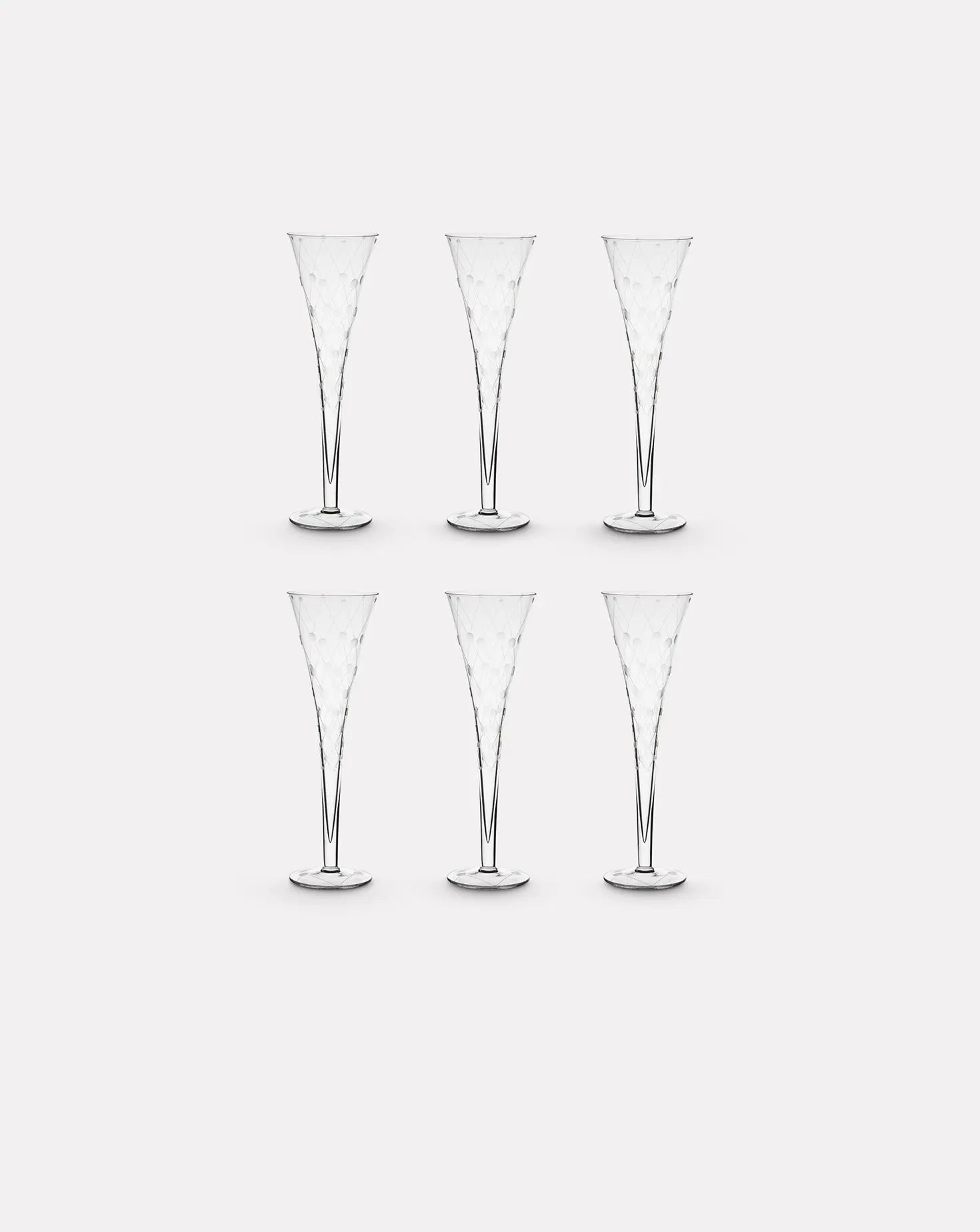 Set of 6 Harlequin Champagne Flutes Artel