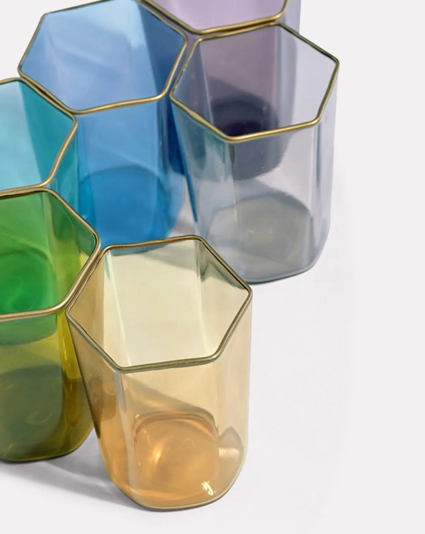 Set of 6 Multicolor Hexagonal Glasses Casarialto