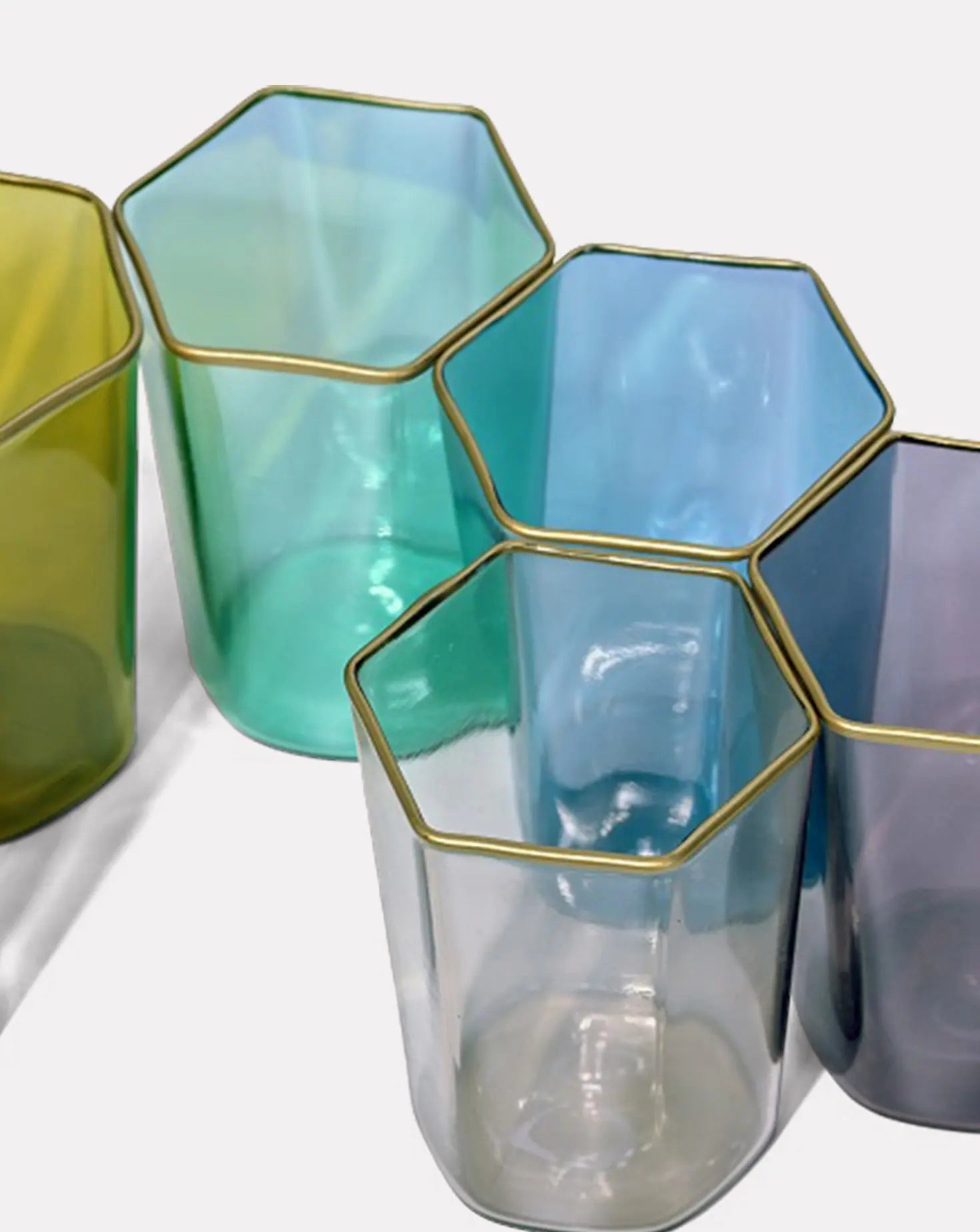 Set of 6 Multicolor Hexagonal Glasses Casarialto