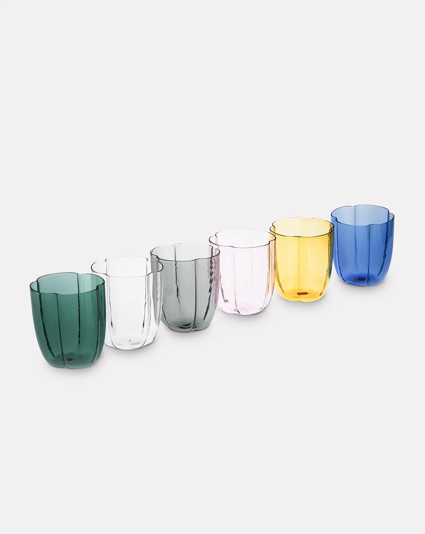 Set of 6 Multicolor Petal Water Glasses Casarialto