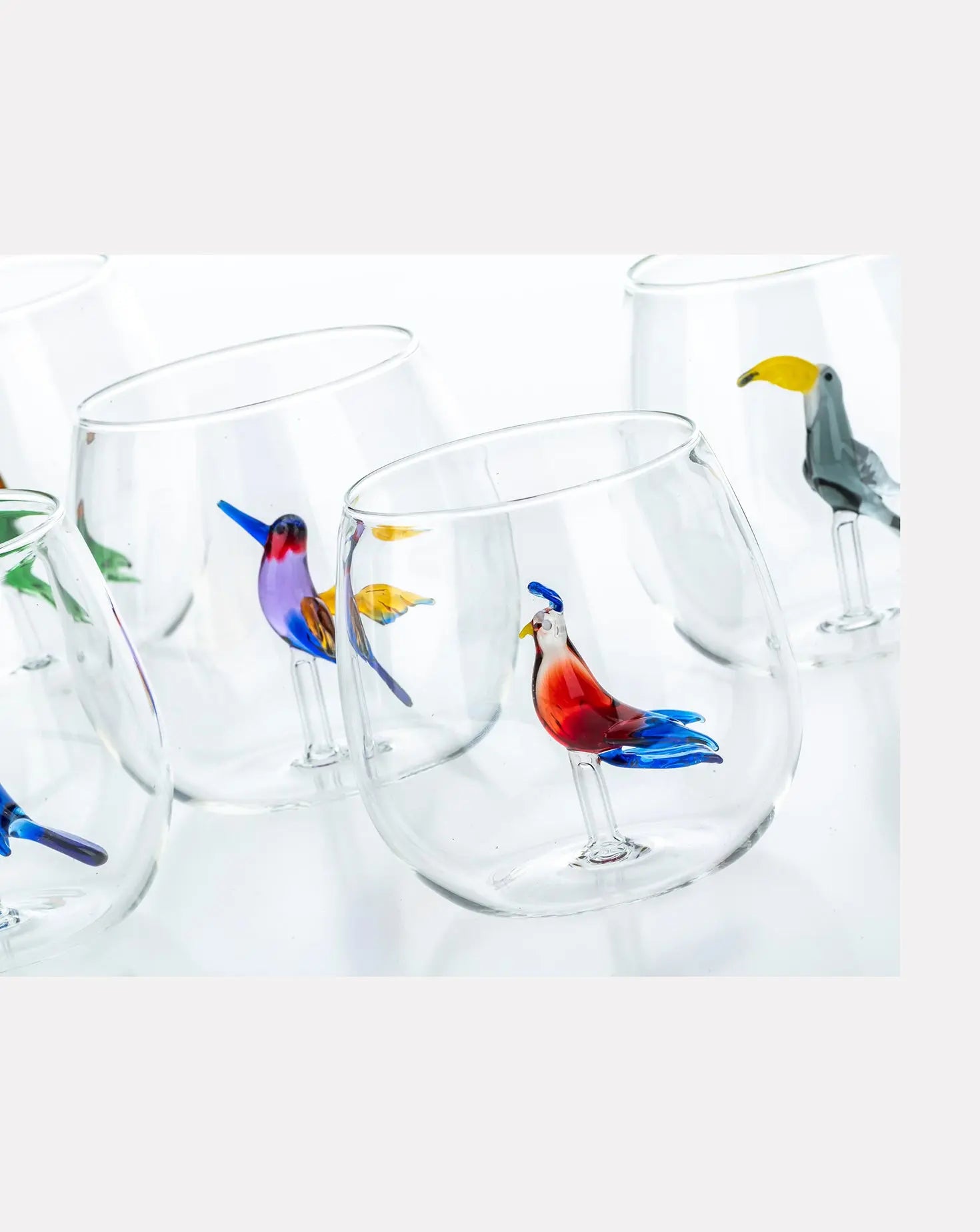 Set of 6 Tropical Birds Glasses and Jug Casarialto