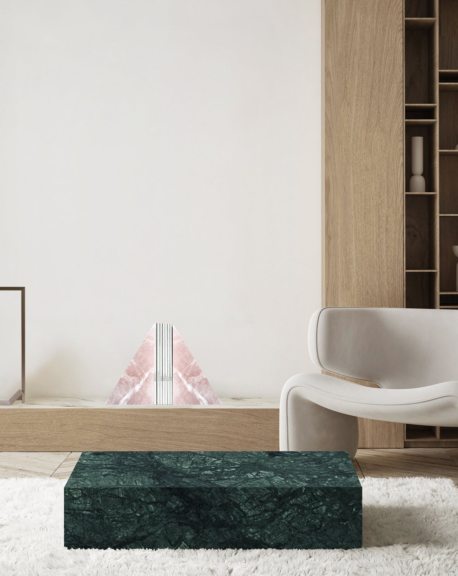 Single Pink Marble Bookend