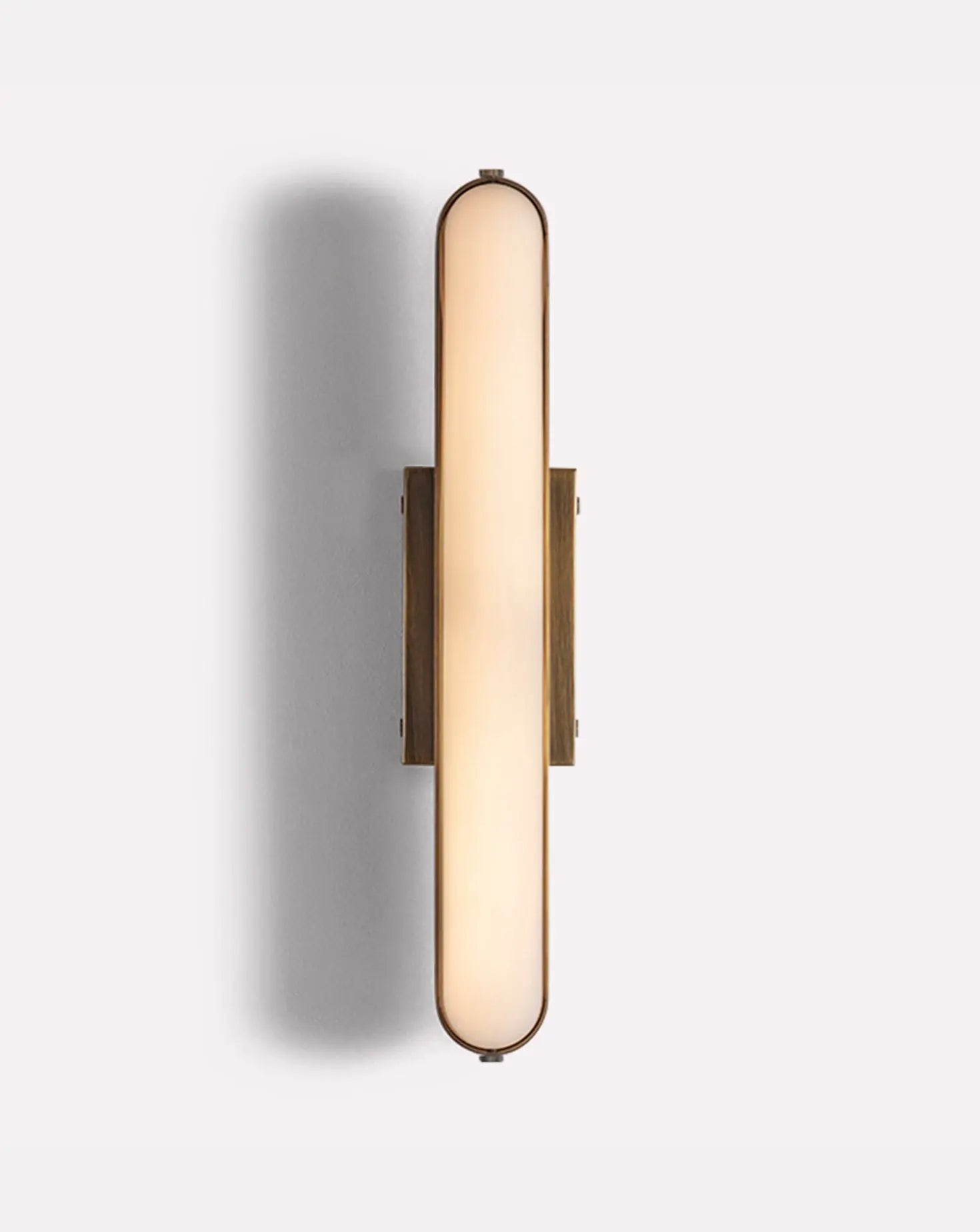 Stadium Rectangular Brushed Brass Wall Light Square In Circle