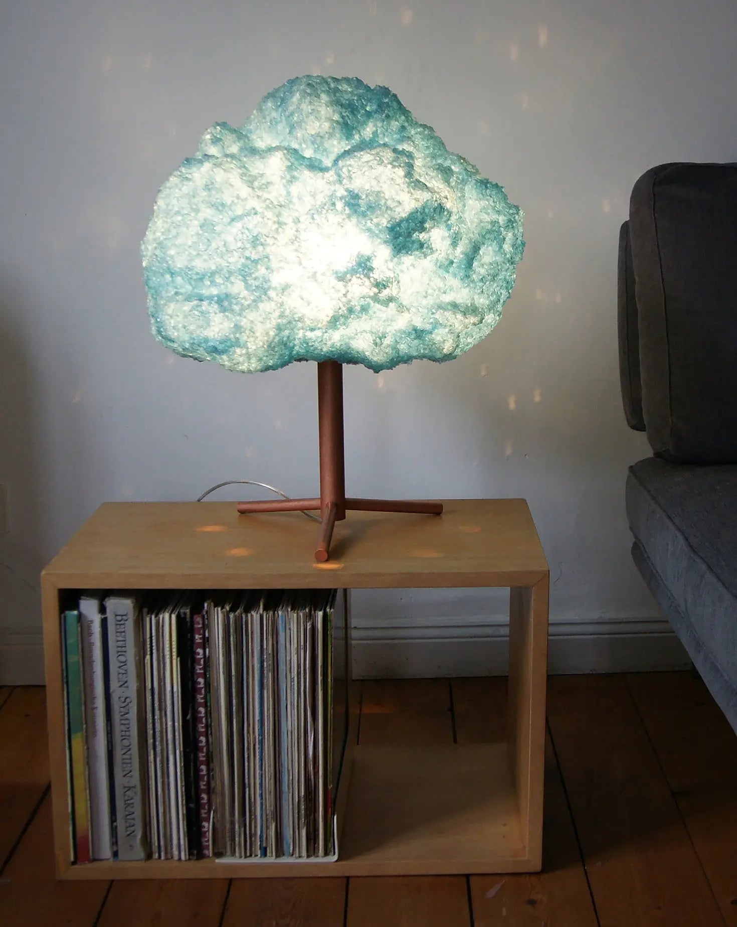 Storm Copper Stand Blue Table Lamp Johannes Hemann