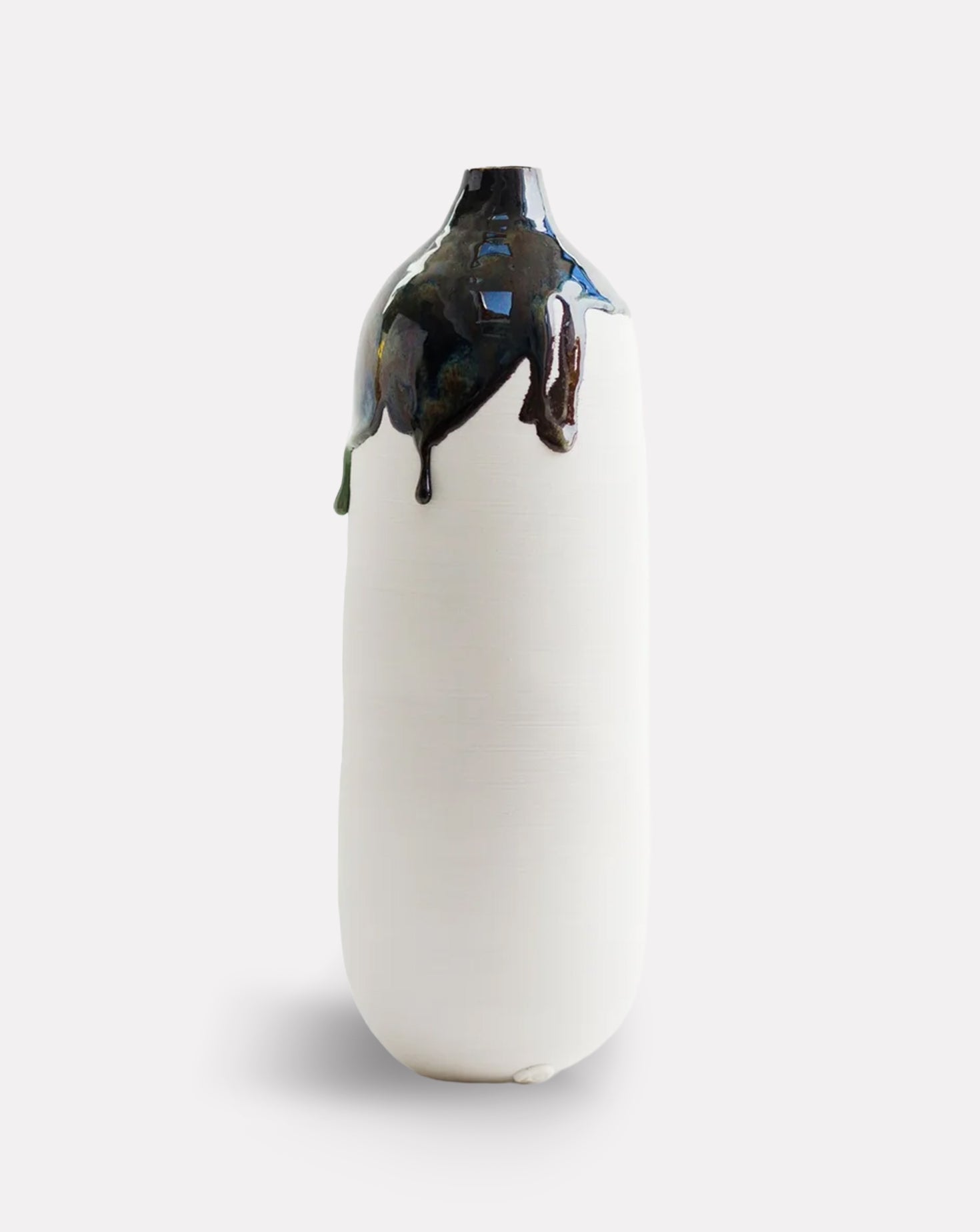 Tall Tenmoku White Porcelain Moon Jar