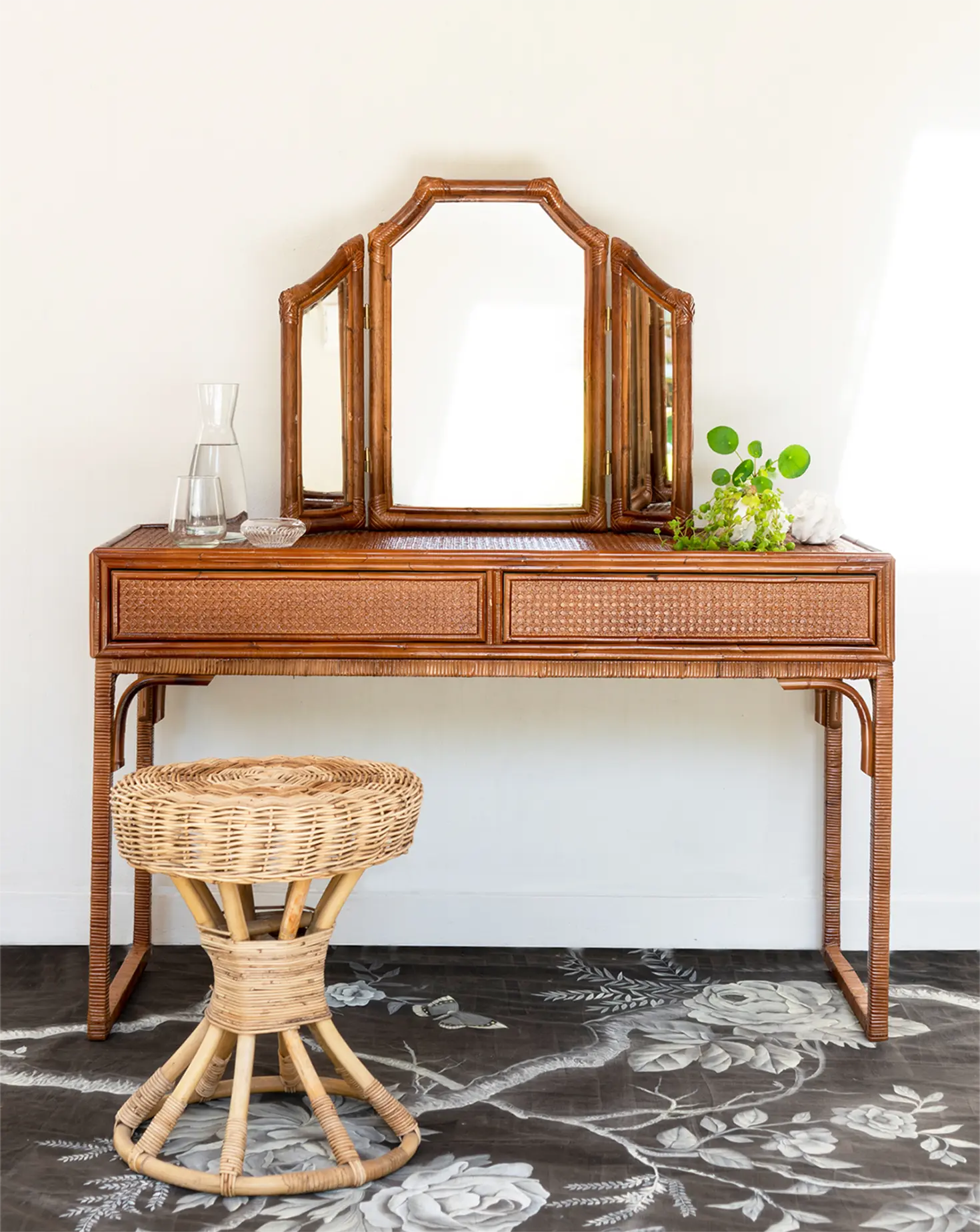 The Giovanna Rattan Dressing Table with Mirror Justin Van Breda