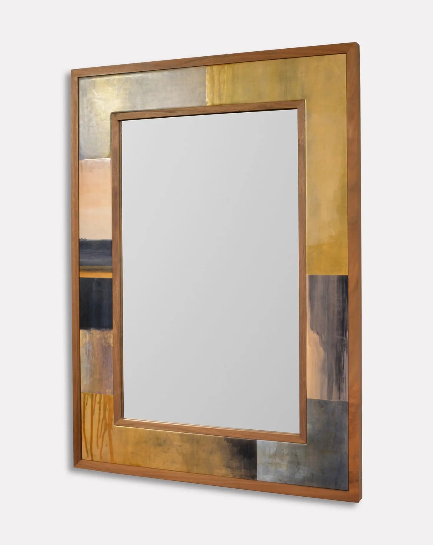 Washi Leather Marquetry Mirror Marrikur Studio