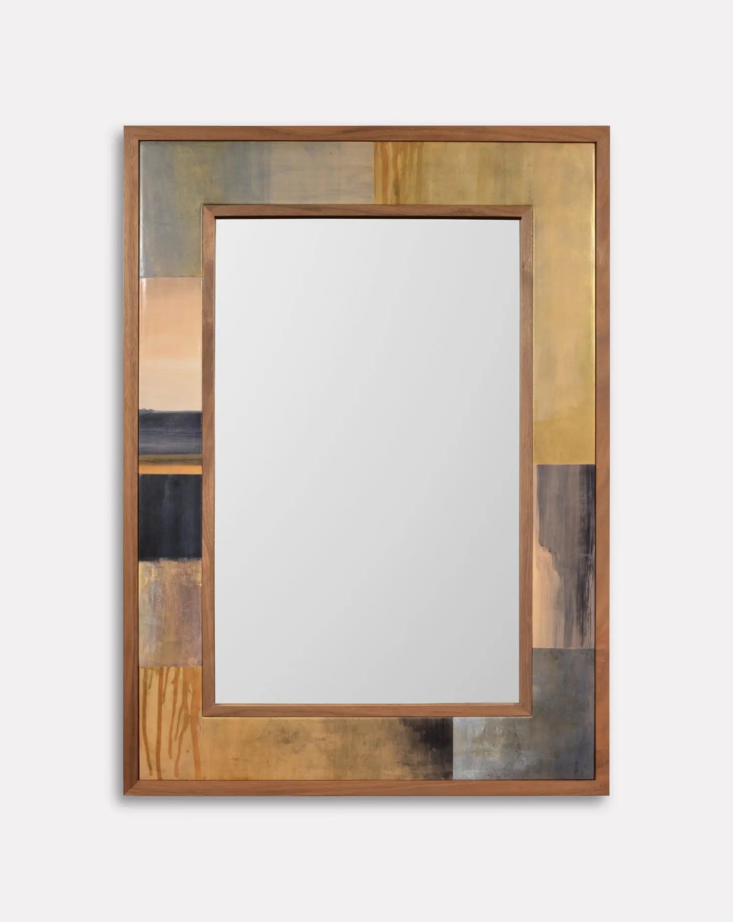 Washi Leather Marquetry Mirror Marrikur Studio