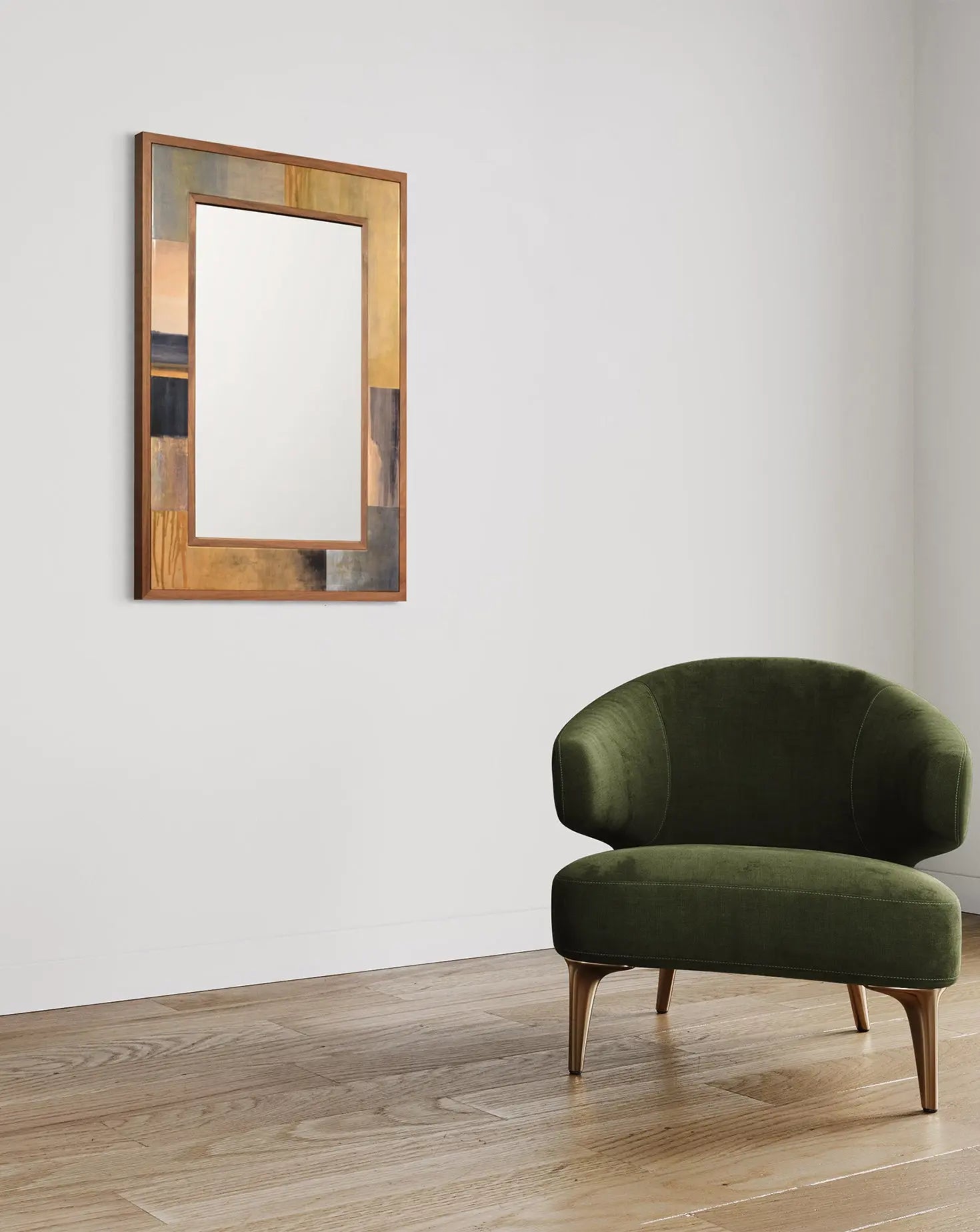 Washi Leather Marquetry Mirror Marrikur Studio