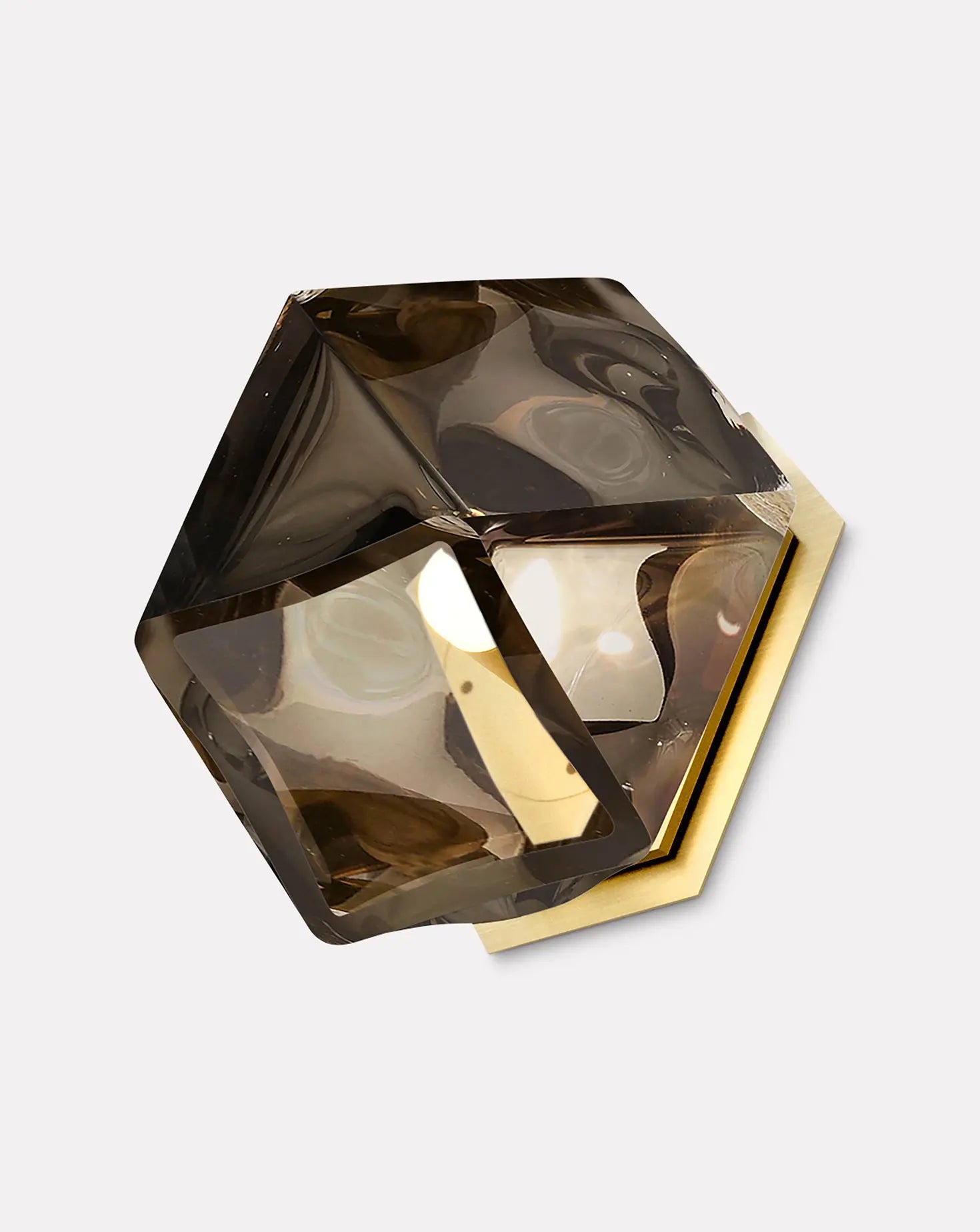 Welles Smoked Glass and Brass Sconce Gabriel Scott