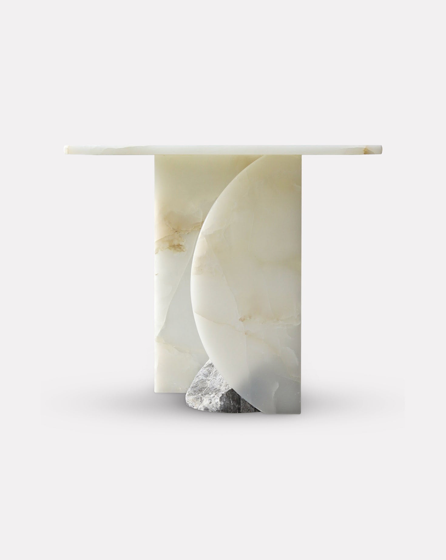 White Onyx and Marquina Side Table