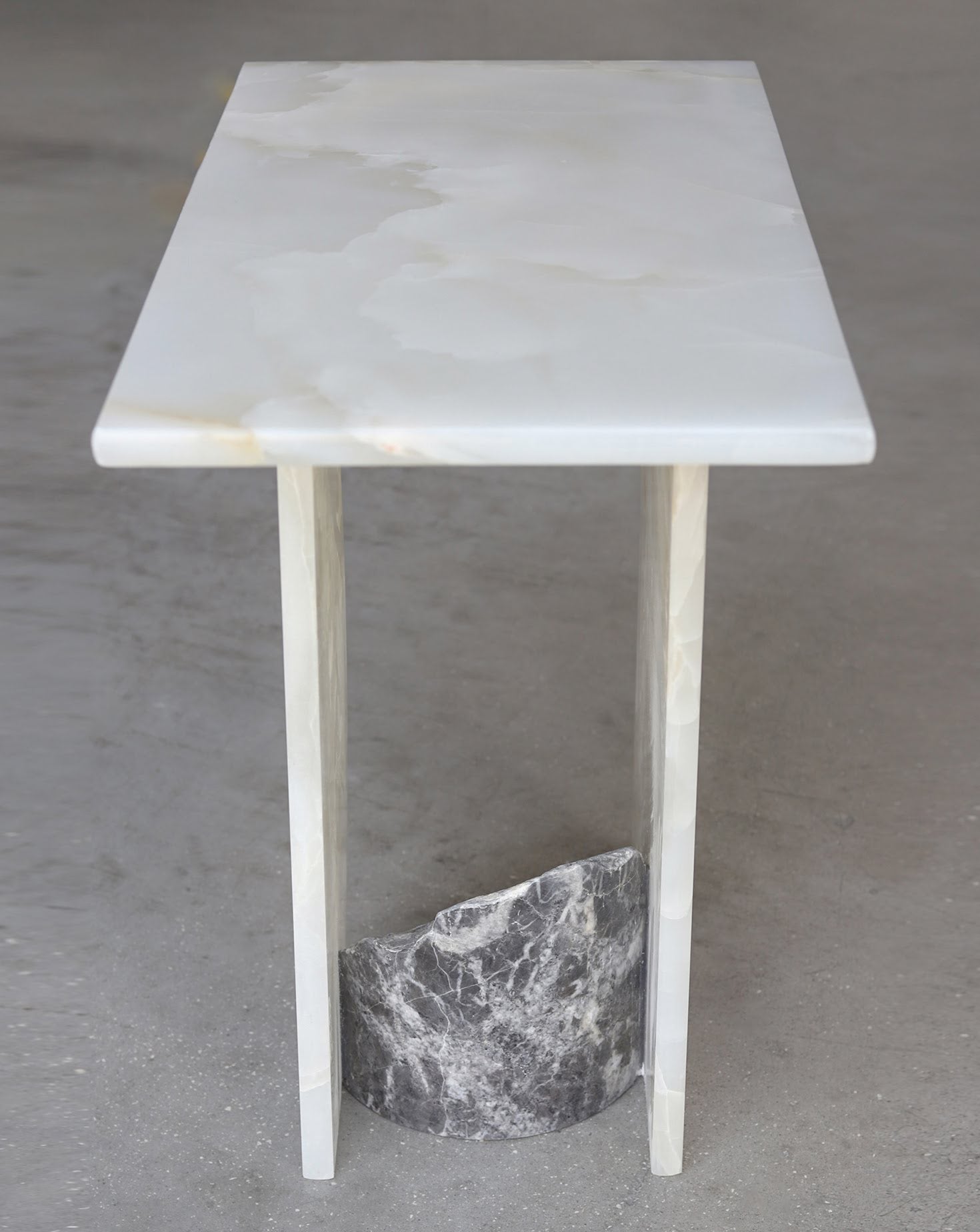 White Onyx and Marquina Side Table