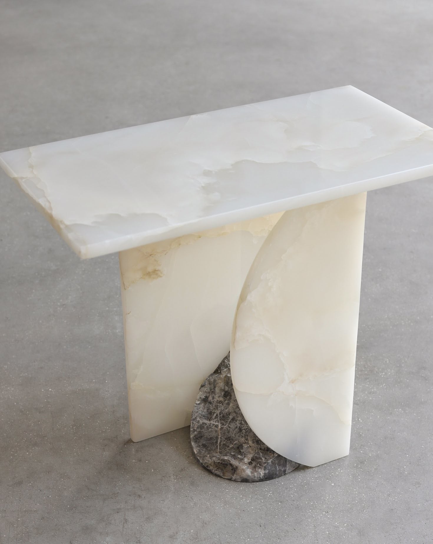 White Onyx and Marquina Side Table