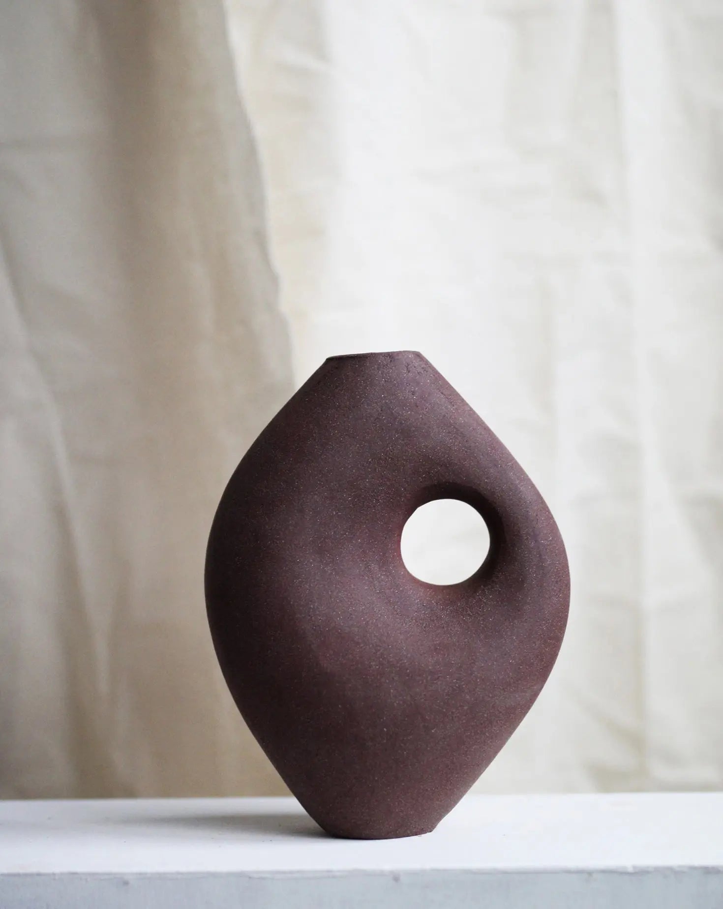 Pleomorph Burgundy Ceramic Sculptural Vase Abid Javed