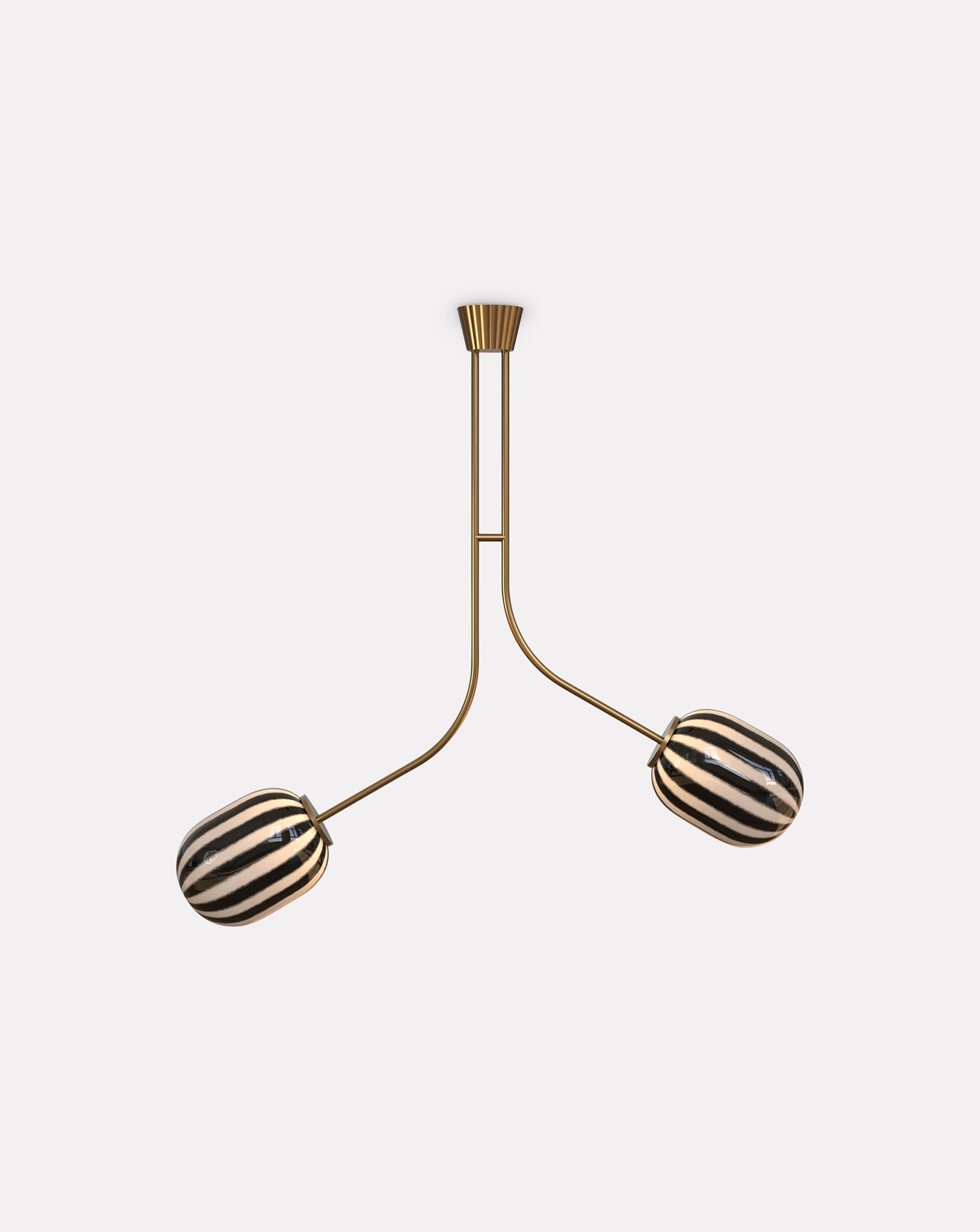 2 Module Bent Bullseye Glass and Brass Chandelier