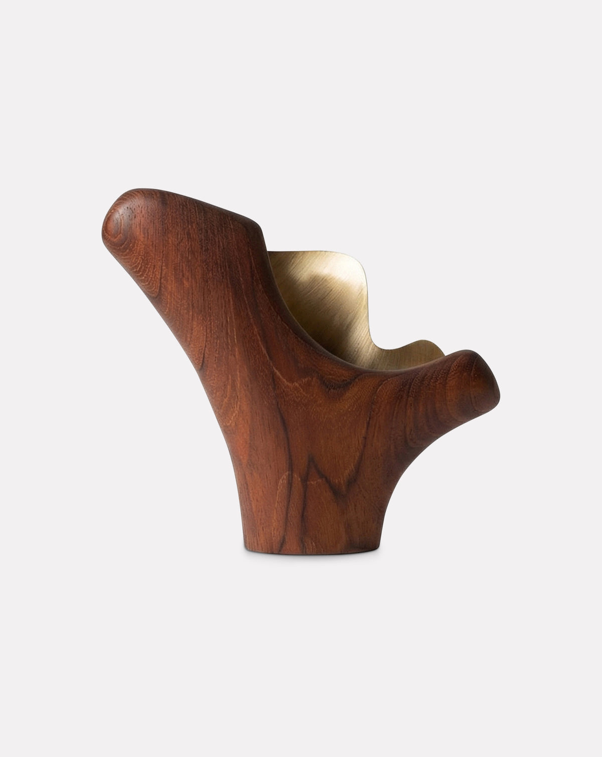 ADIRA 02 sculptural teak and brass vase, luxury kitchenware and tabletop decor handcrafted in India