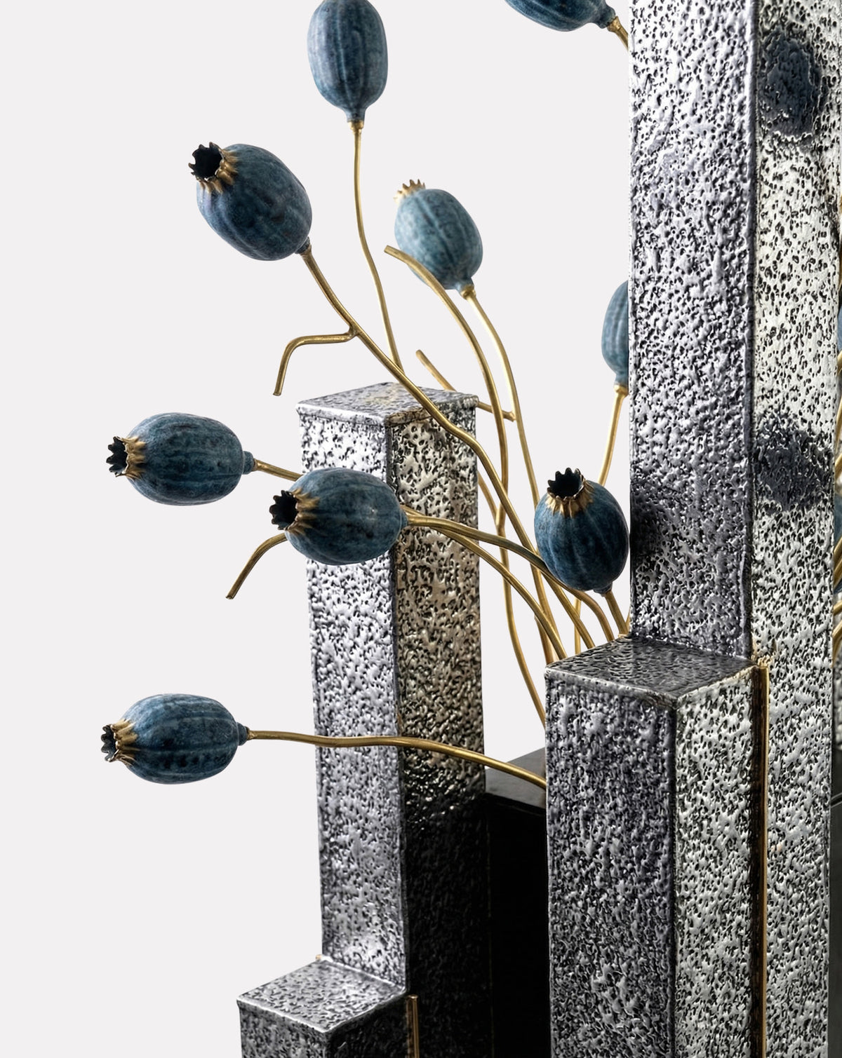 Full height view of the 153 cm standing sculpture, sized for a hallway or entrance