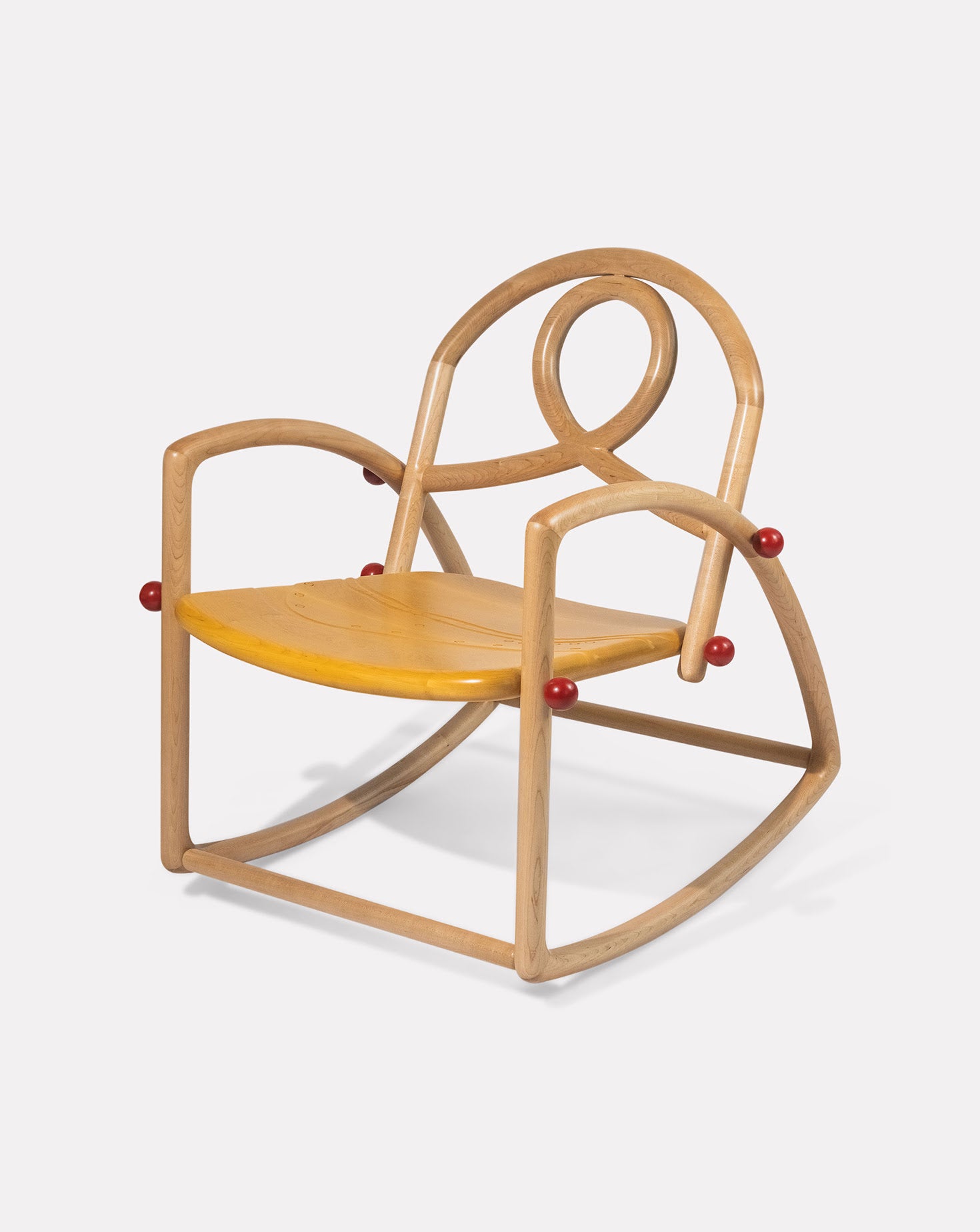 Acil Maple Wood and Carmine Swing Chair