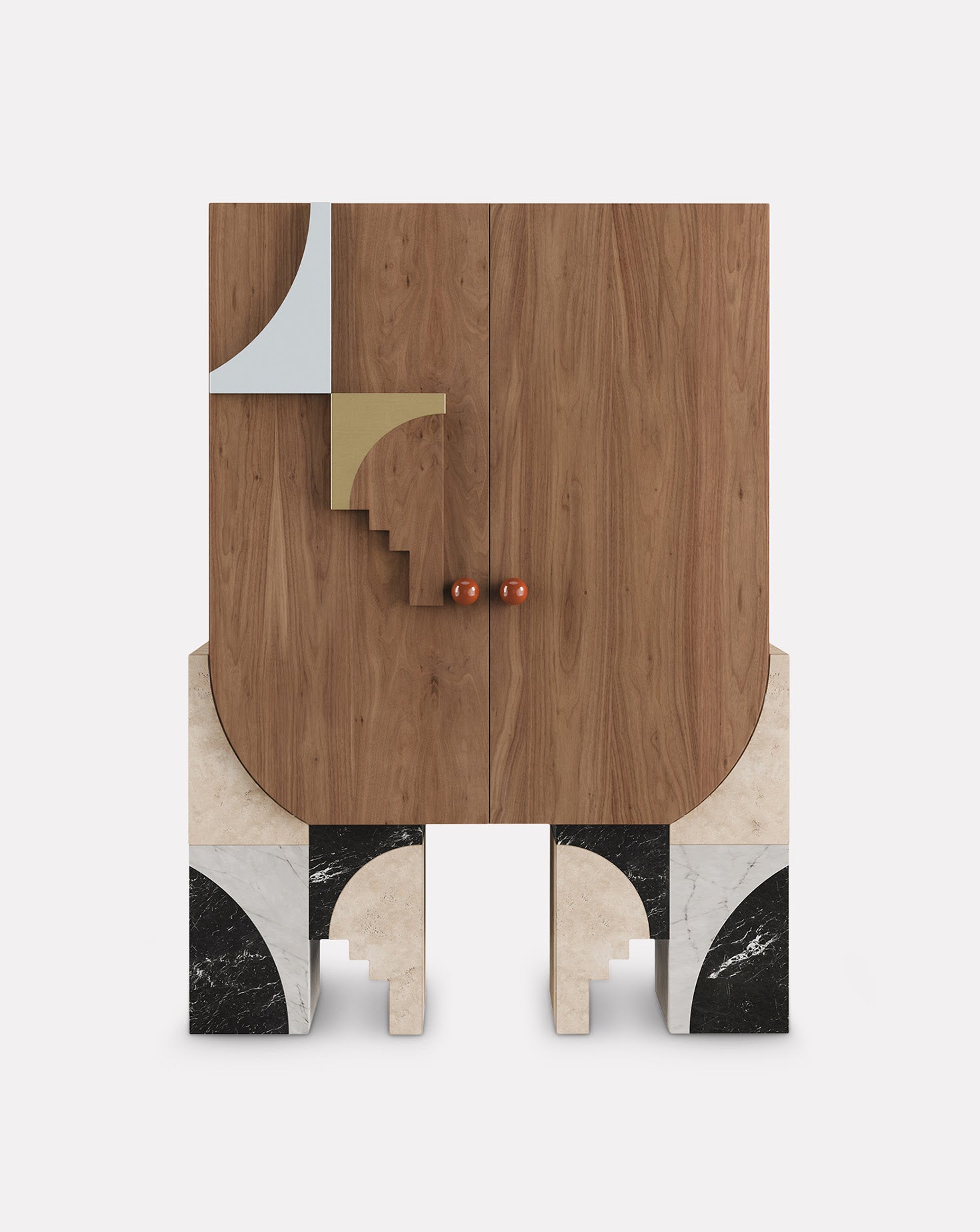 Arkos Bar Marble and Wood Cabinet