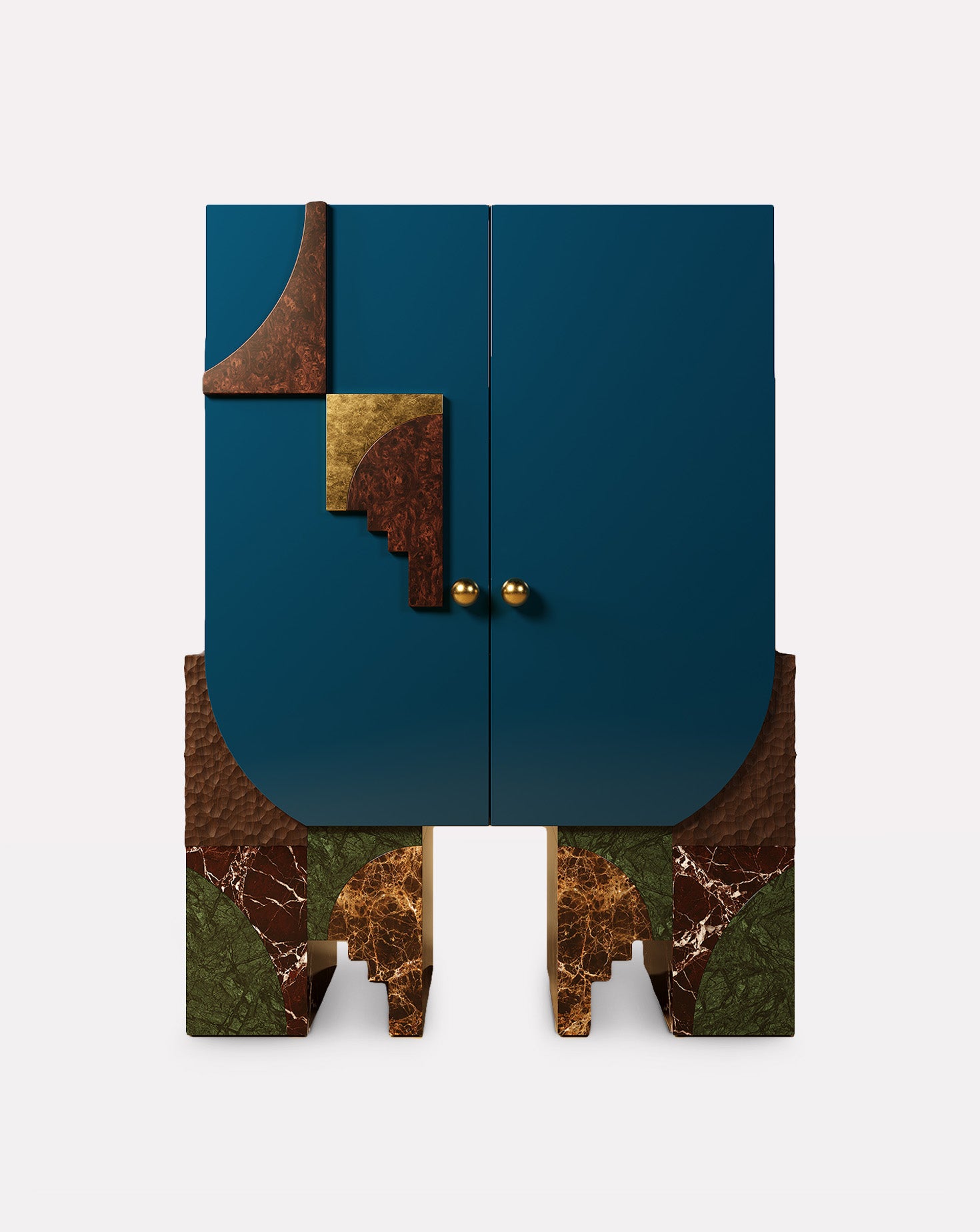 Arkos Bar Lacquered Wood Dark Blue Cabinet