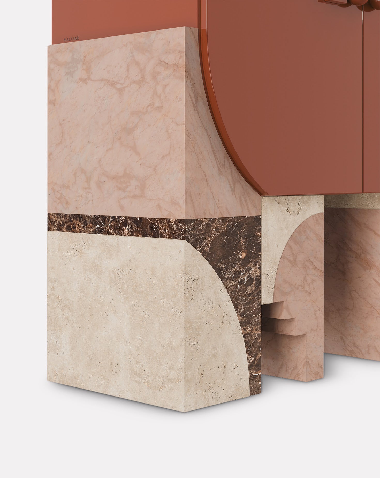 Arkos Bar Lacquered Wood Teracotta Cabinet