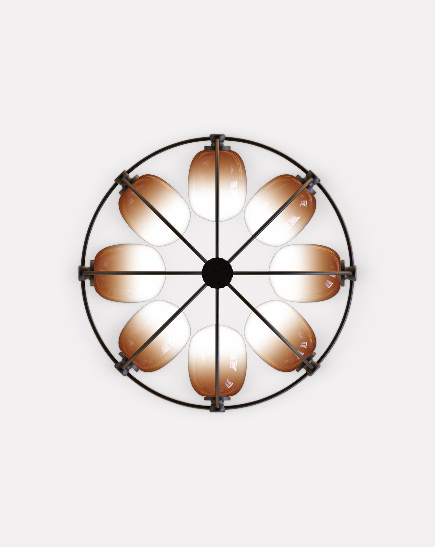 8 Module Umbrella Candy Glass and Brass Chandelier