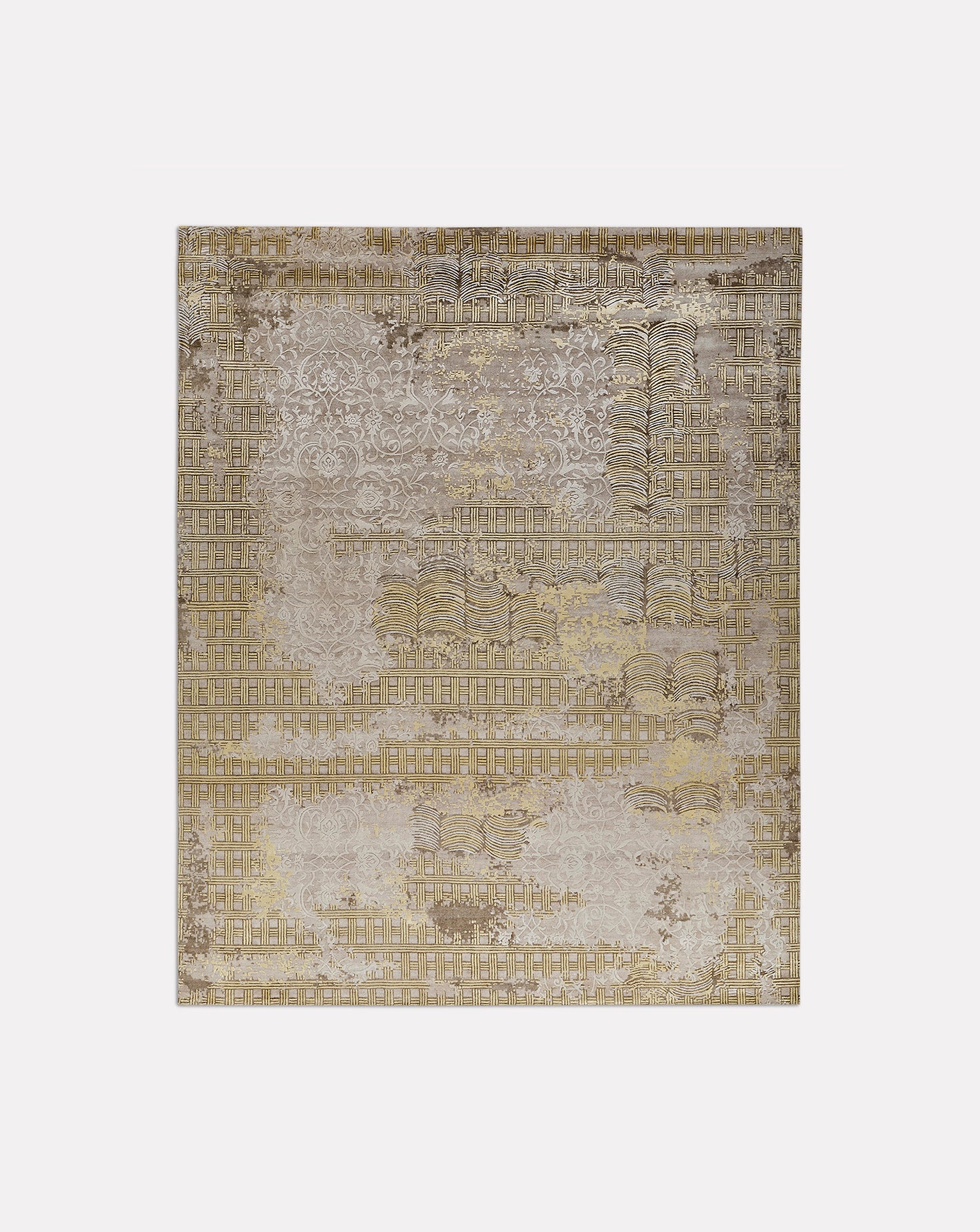Crosslyn Gold Handknotted Wool and Silk Rug