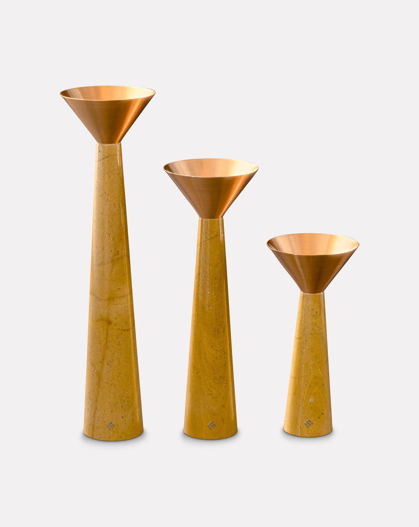 Cu Stone Candlestand Marble Yellow Sets of 3