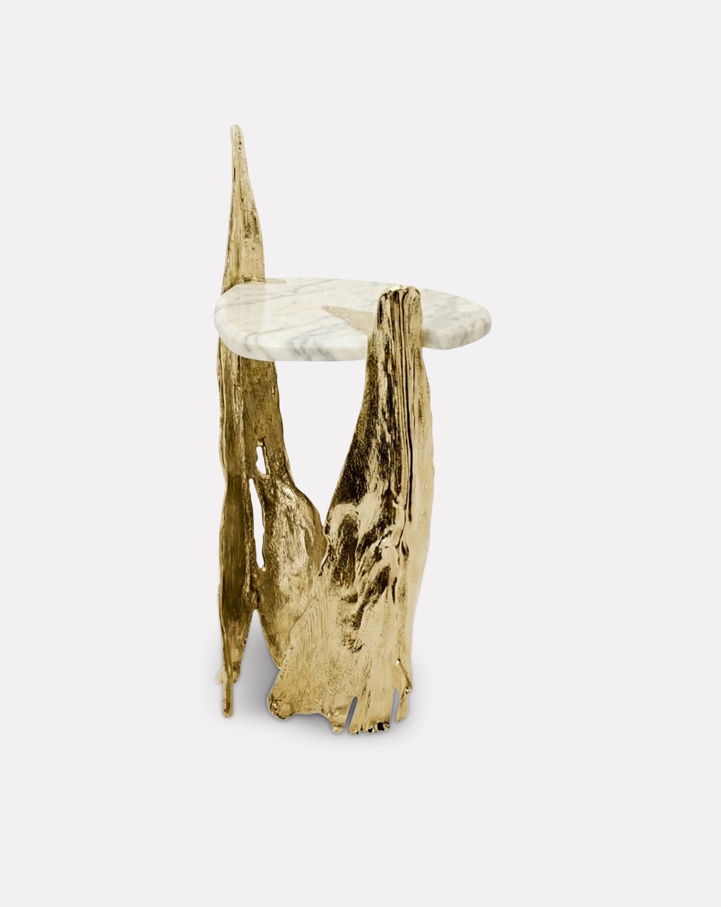 Folia Brass and Marble Side Table