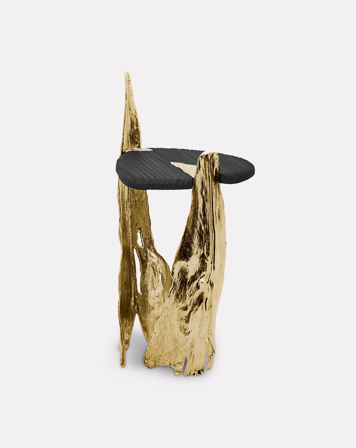 Folia Brass and Wood Side Table