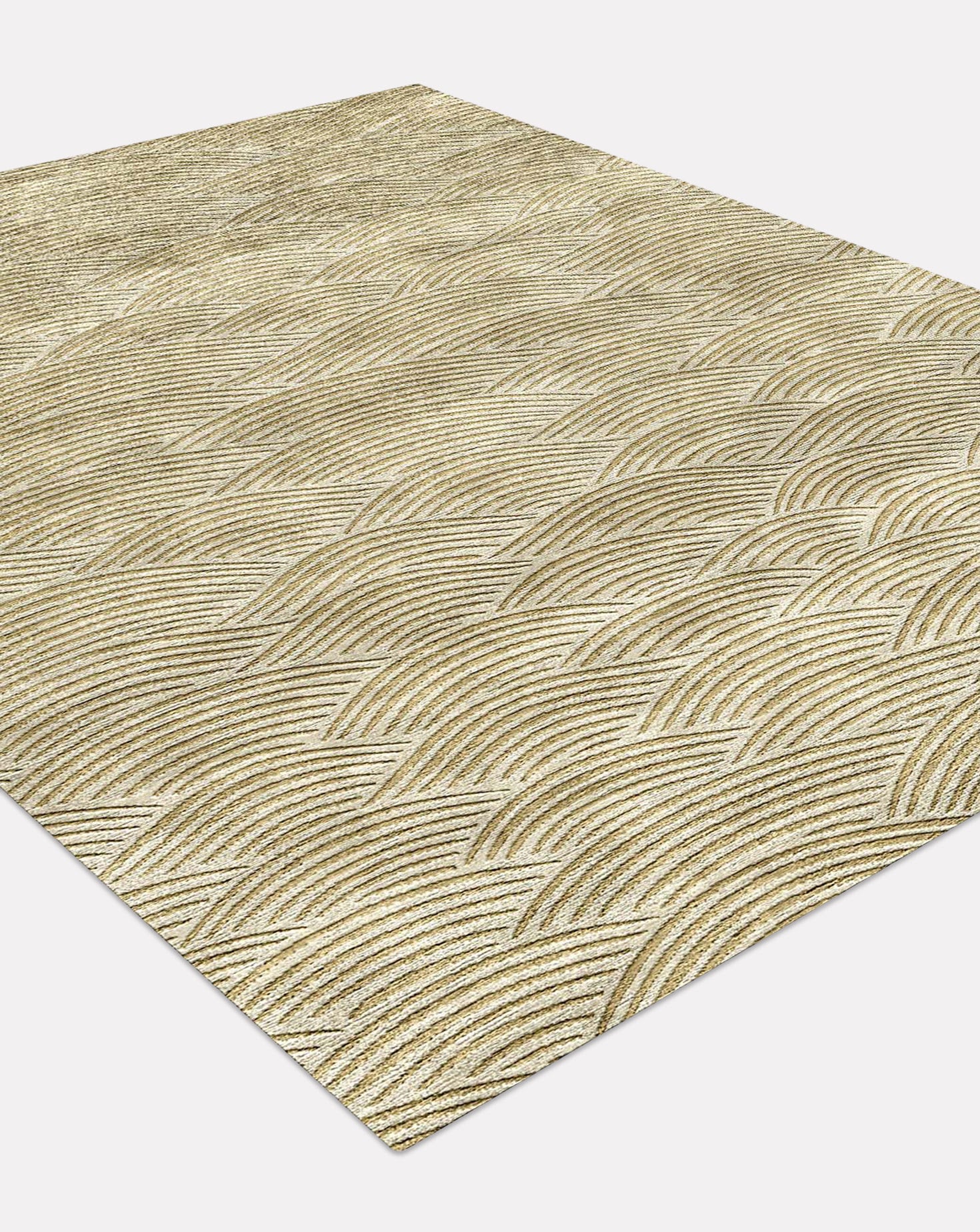 Geva Ivory Gold Handknotted Silk Rug