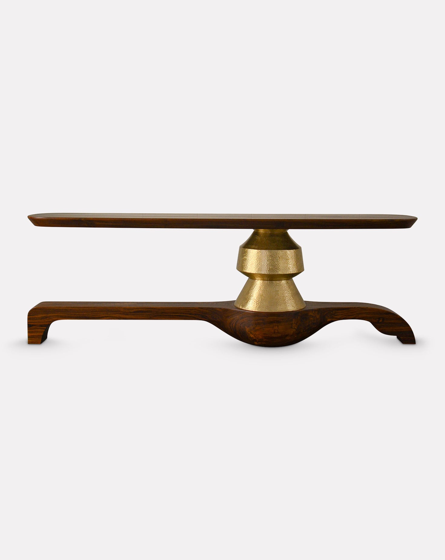 Ghee Brass and Wood Console Table