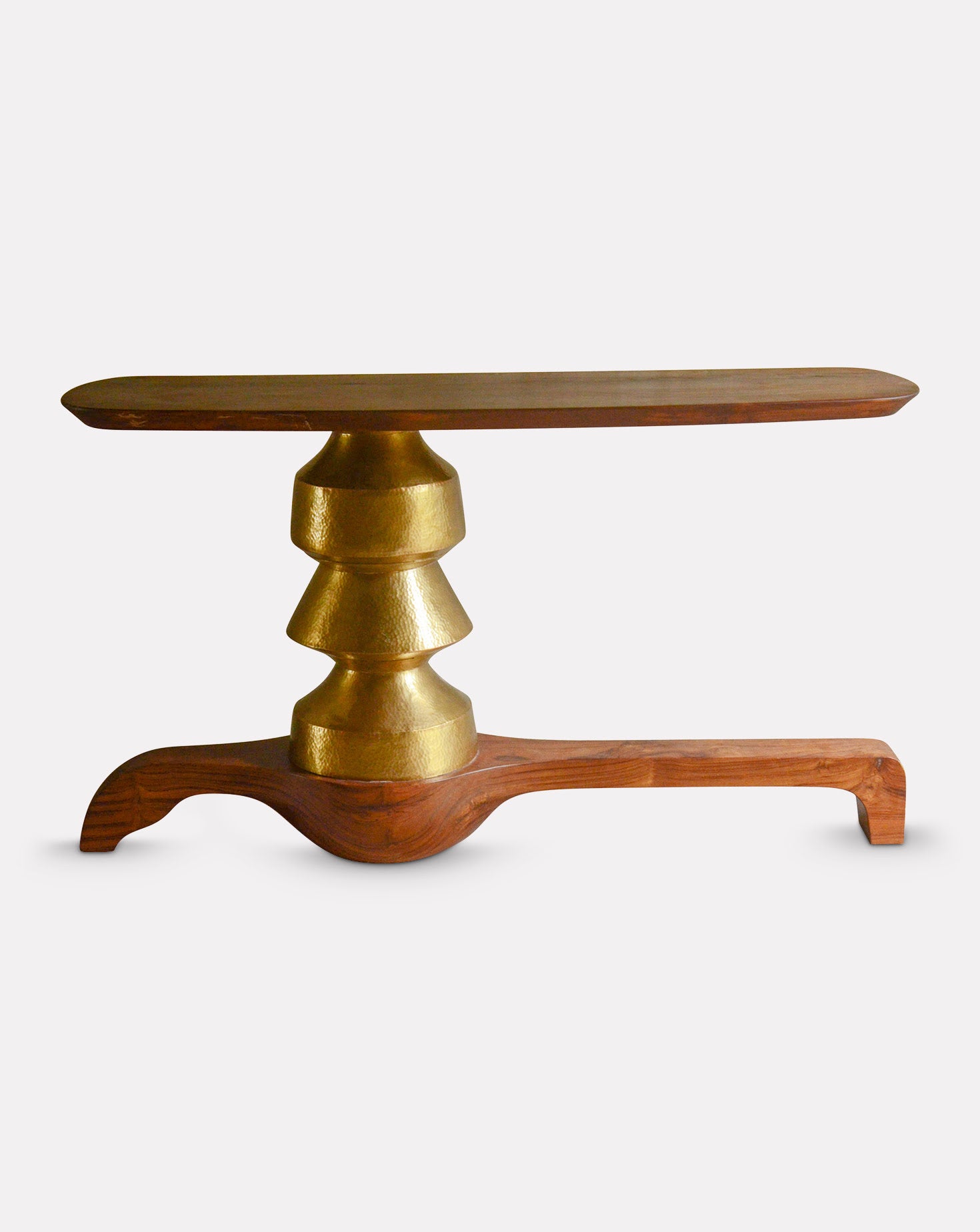 Ghee Brass and Wood Console Table