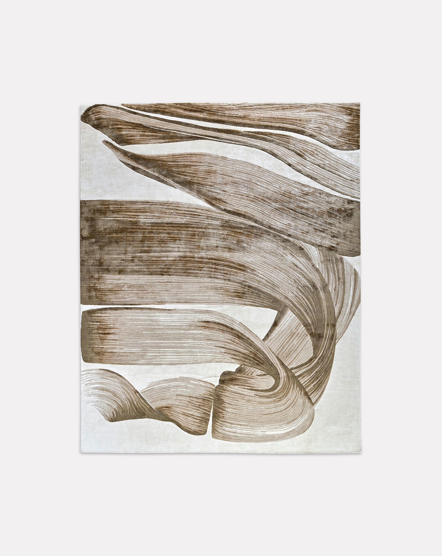 Gilded Olive Handknotted Botanical Silk Rug