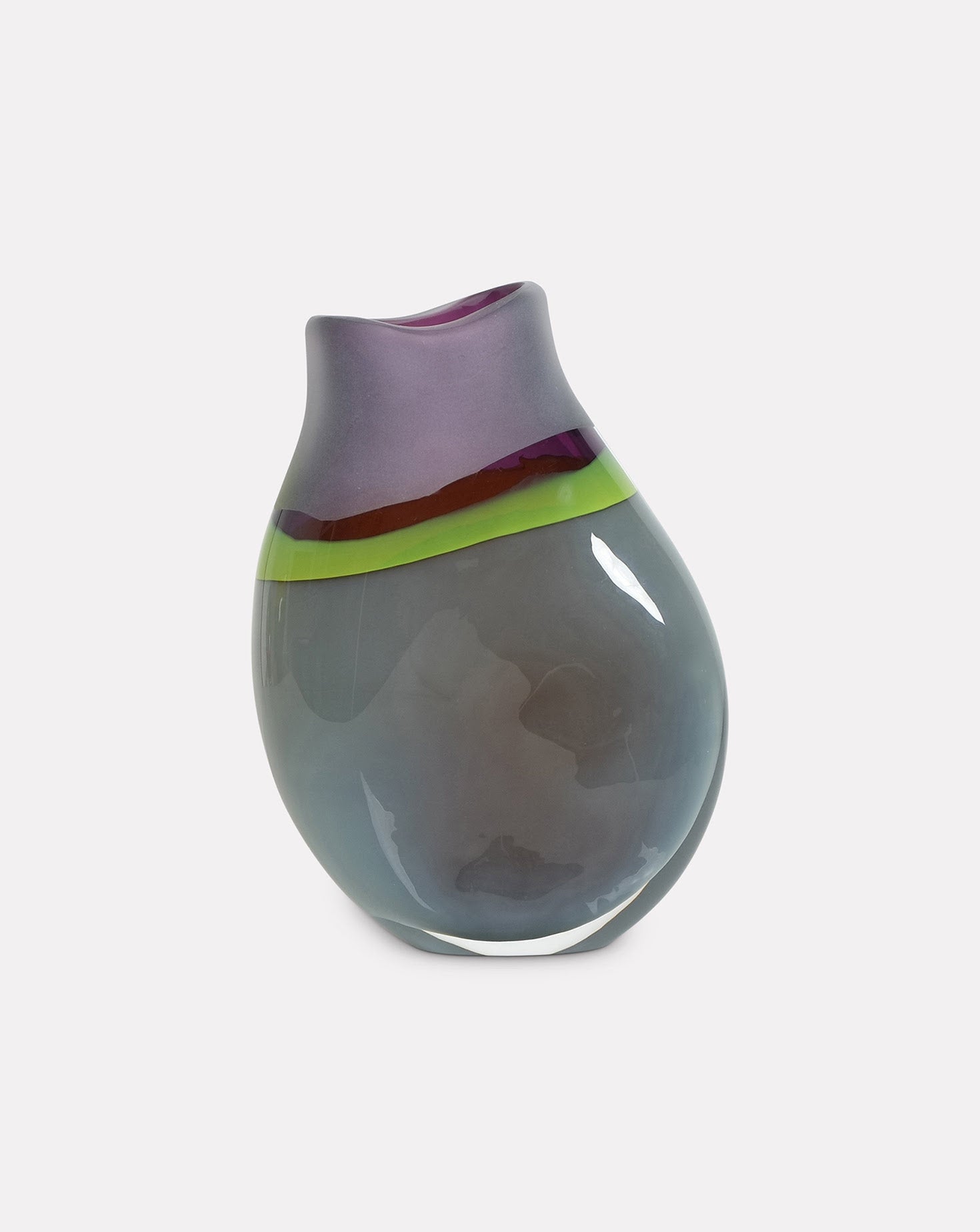 Grey Magenta Glass Sculptural Vessel