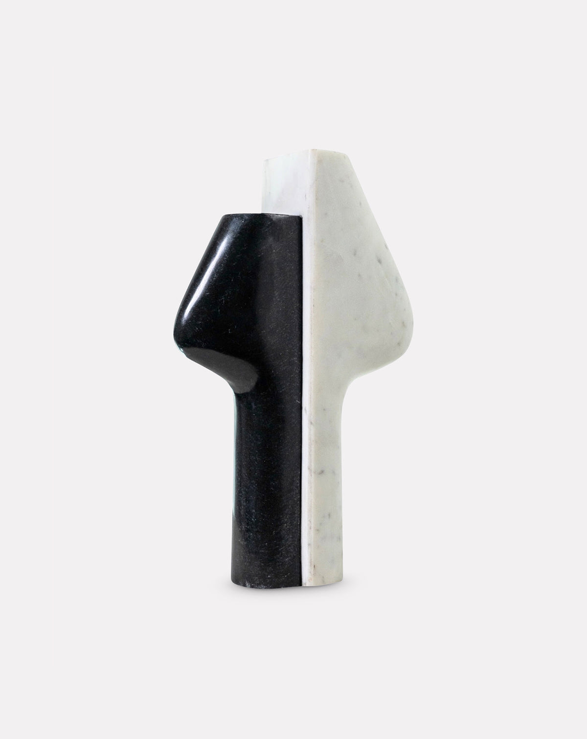 IYLA 04 sculptural vase in black and white solid marble, luxury kitchenware for minimalist interiors