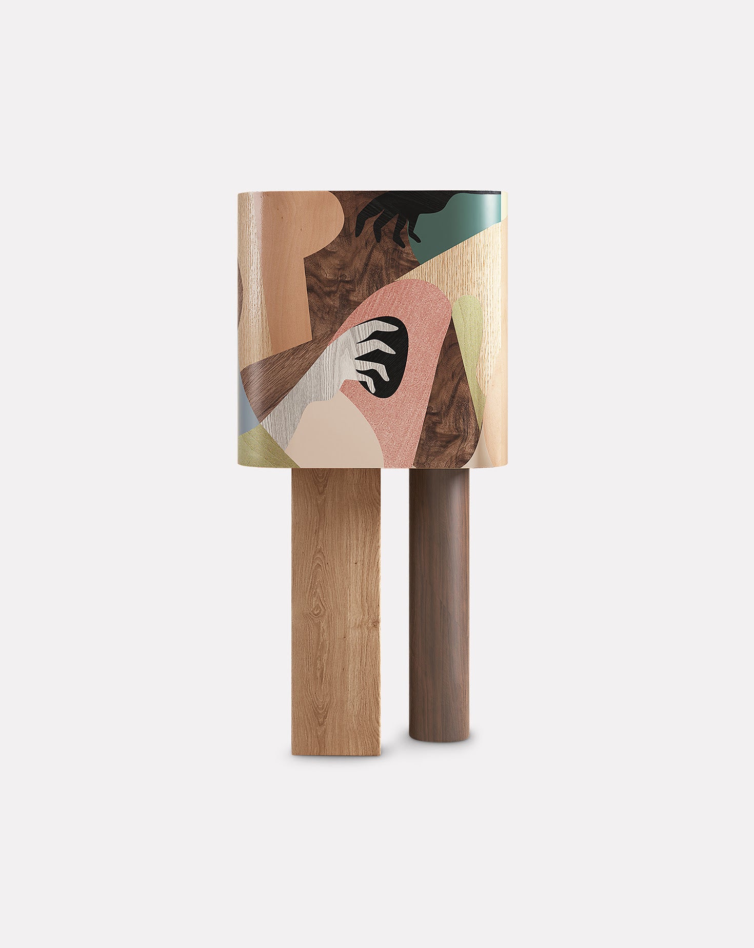 Ih Maj In Oak and Walnut Wood Cabinet