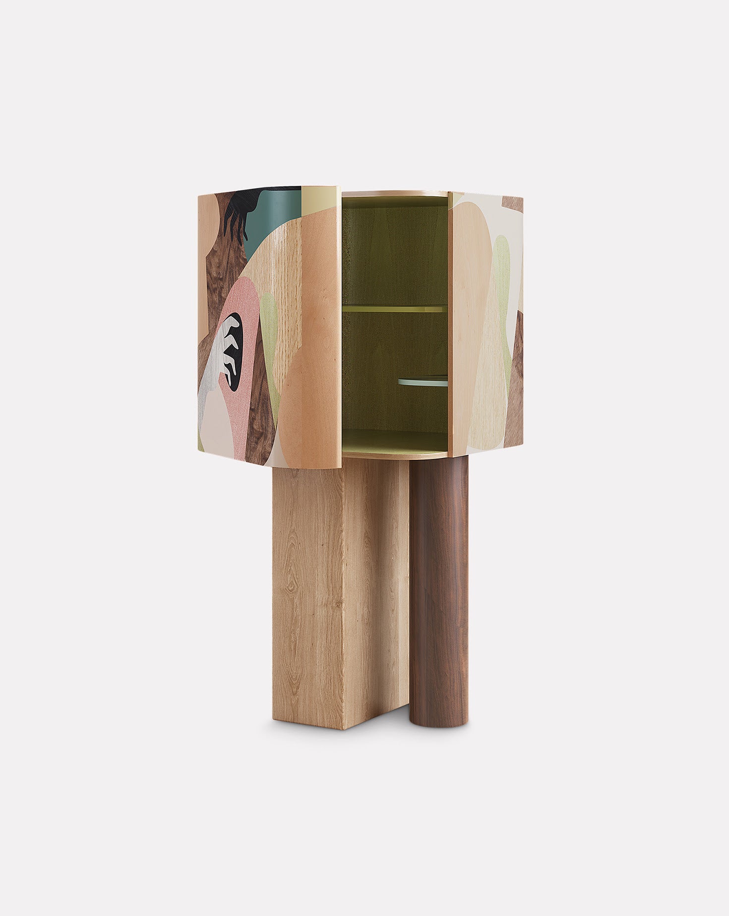 Ih Maj In Oak and Walnut Wood Cabinet