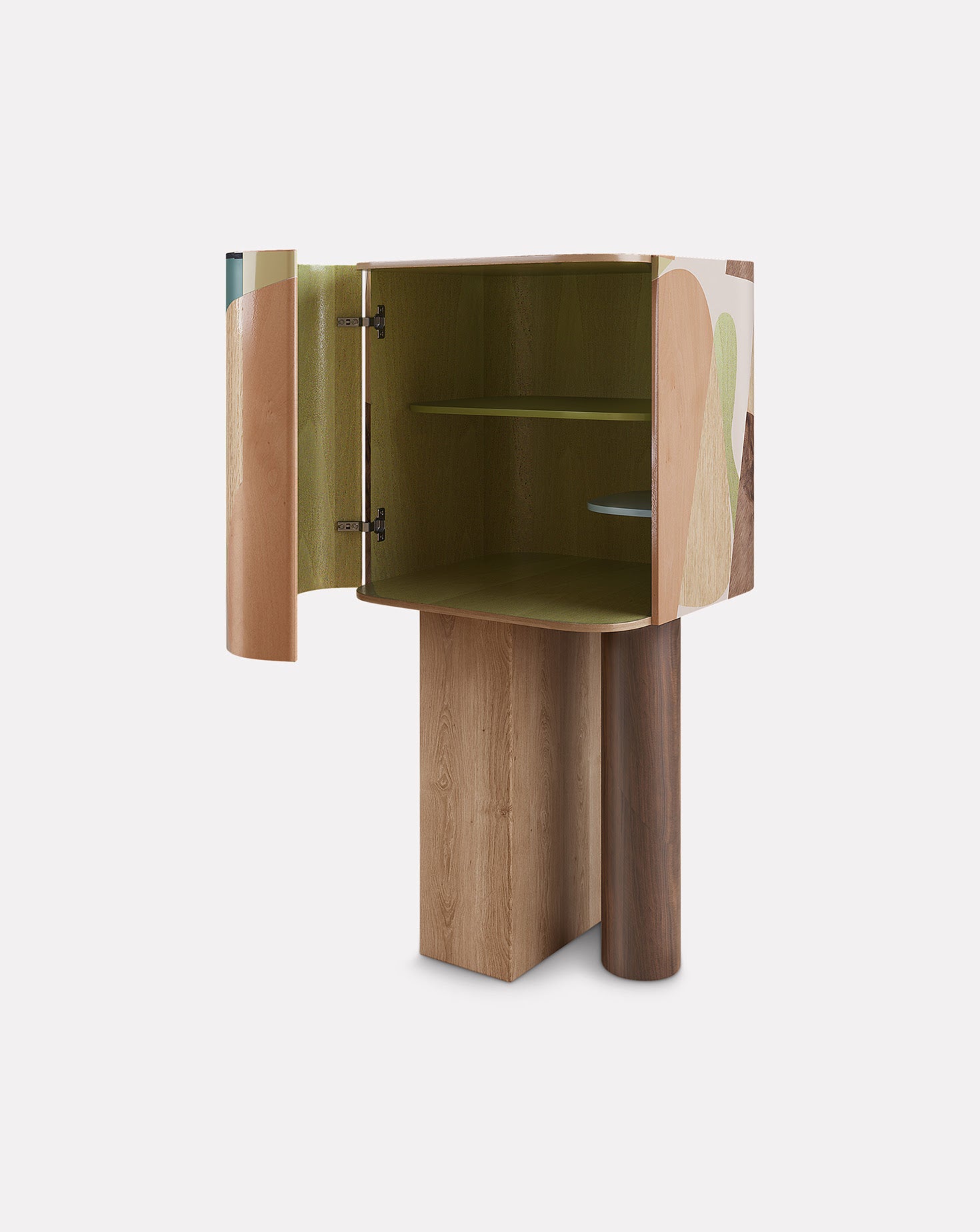 Ih Maj In Oak and Walnut Wood Cabinet