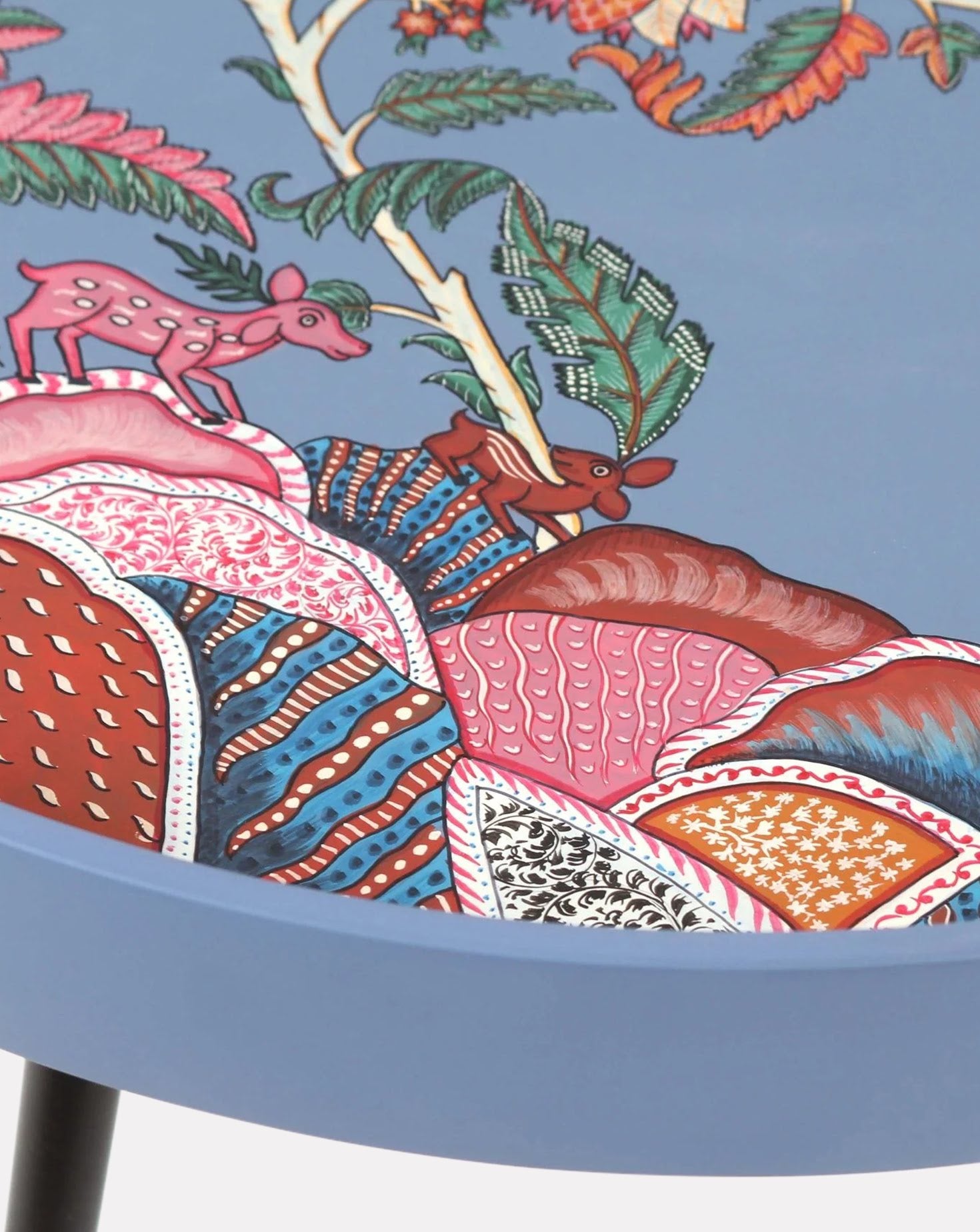 Kalam Wood and Steel Chintz Vann Side Table