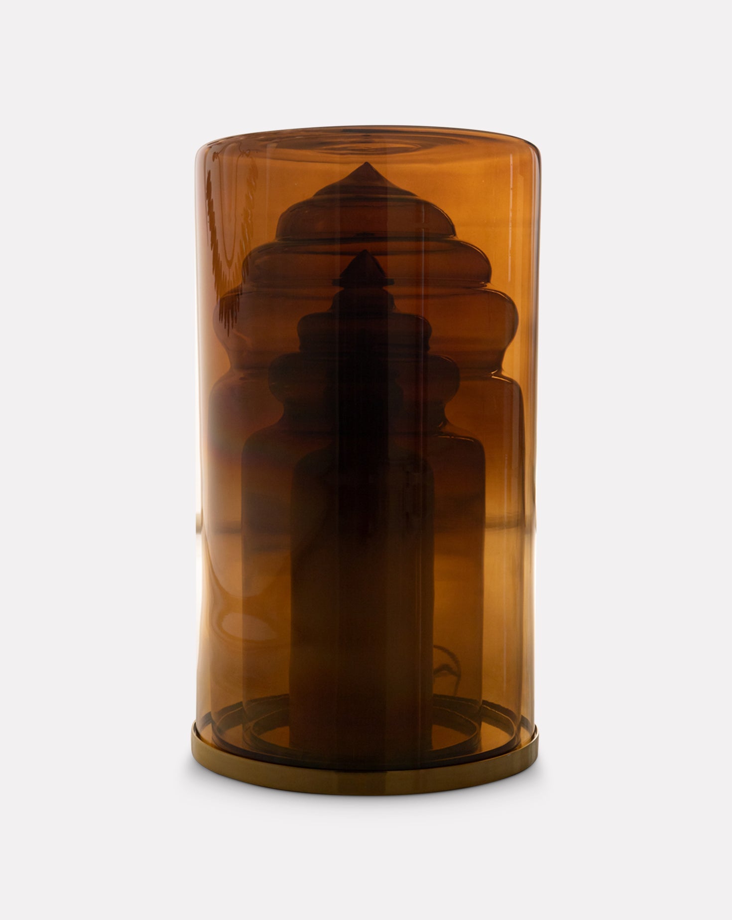 Vista Brass Brown Stool Lamp