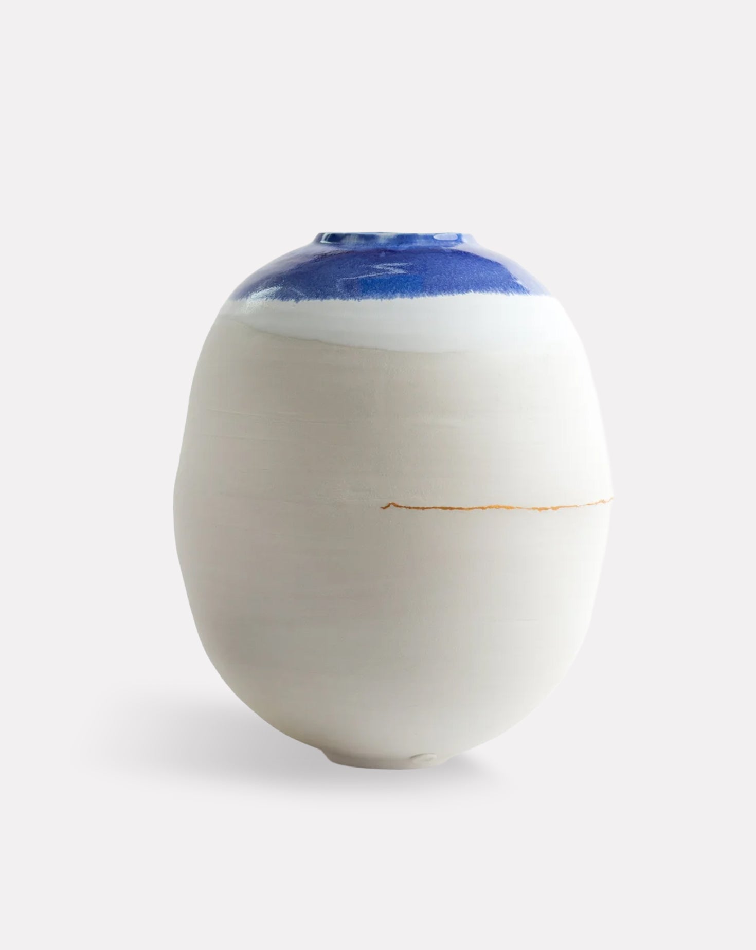 Kintsugi White Porcelain Large Moon Jar