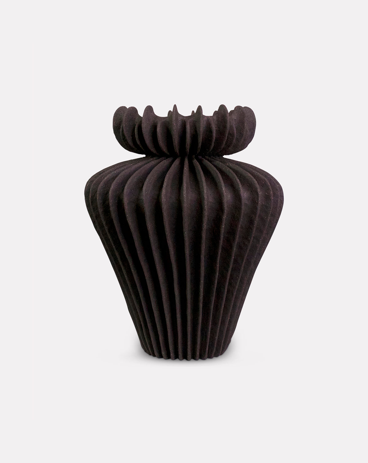 Lamellae Black Sculptural Vessel — cutout view