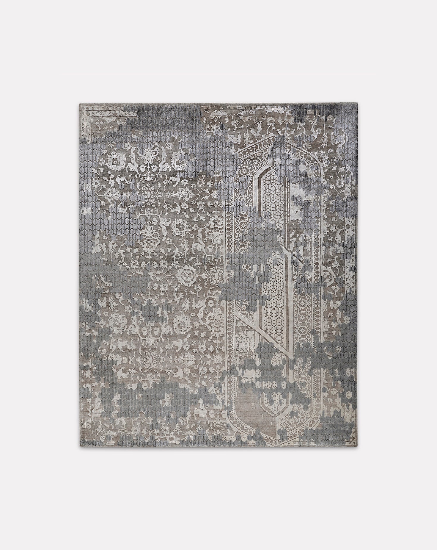 Lattice Mocha Handknotted Wool and Silk Rug
