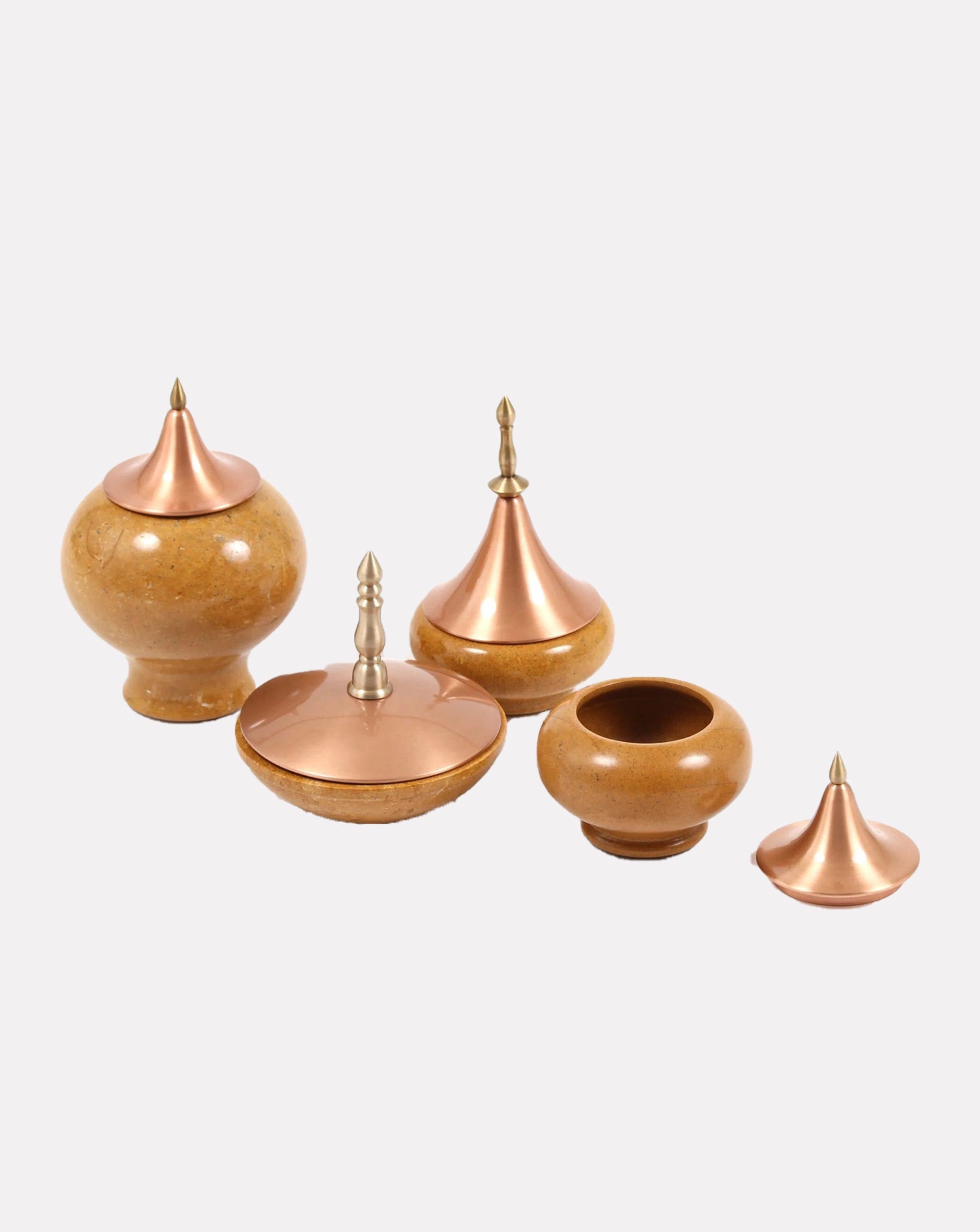 Spire Marble and Copper Yellow Vessel Sets of 4