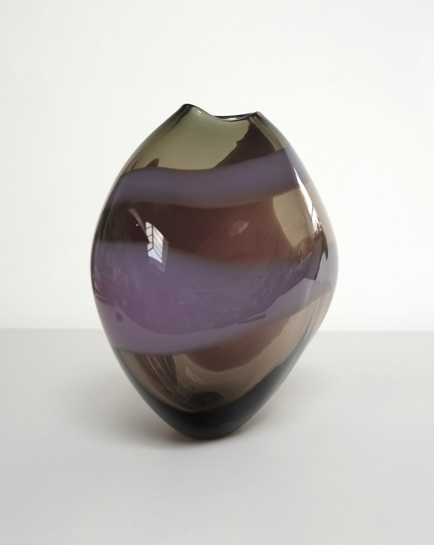 Mauve Hue Glass Sculptural Vessel