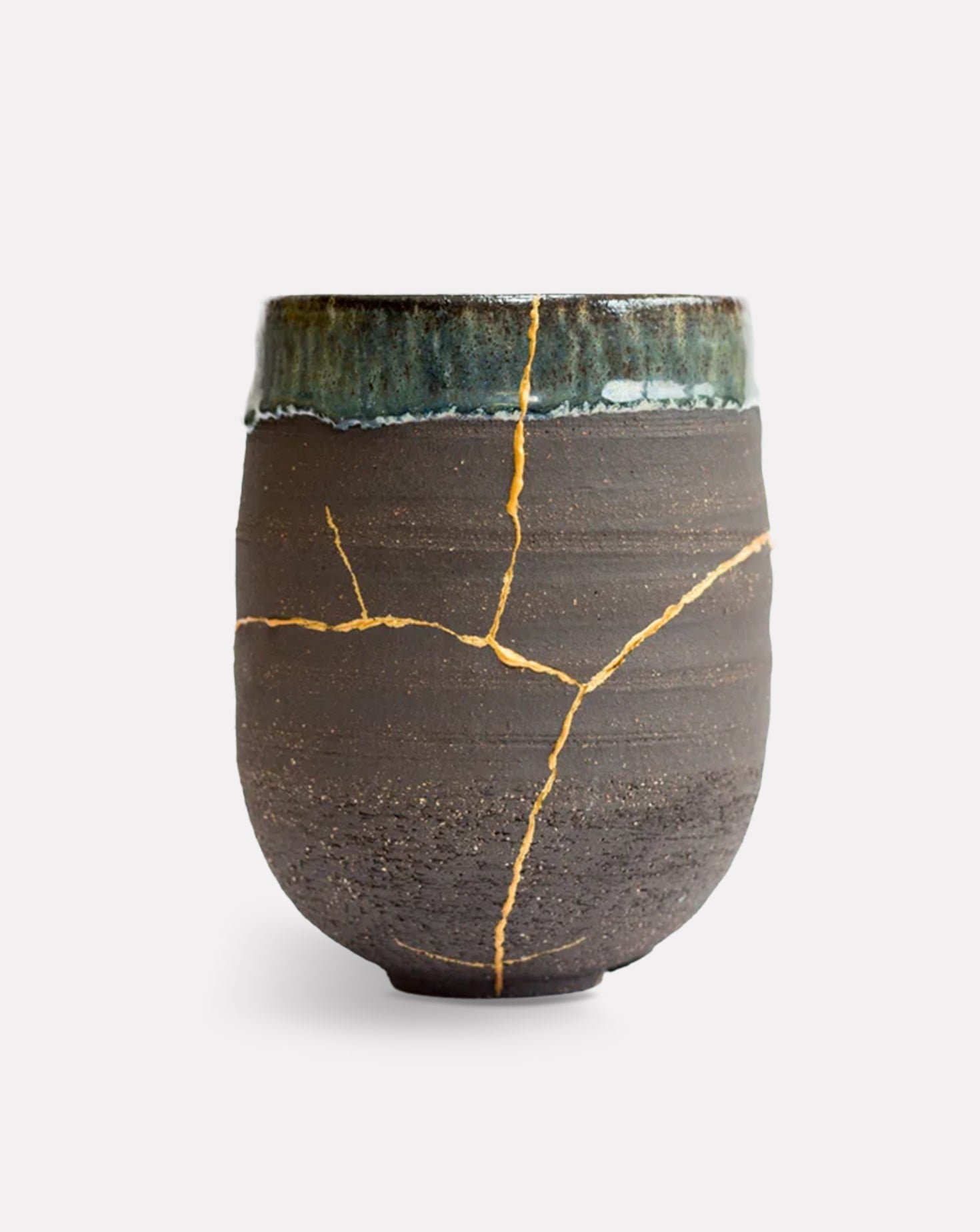 Medium Kintsugi Black Stoneware Vessel