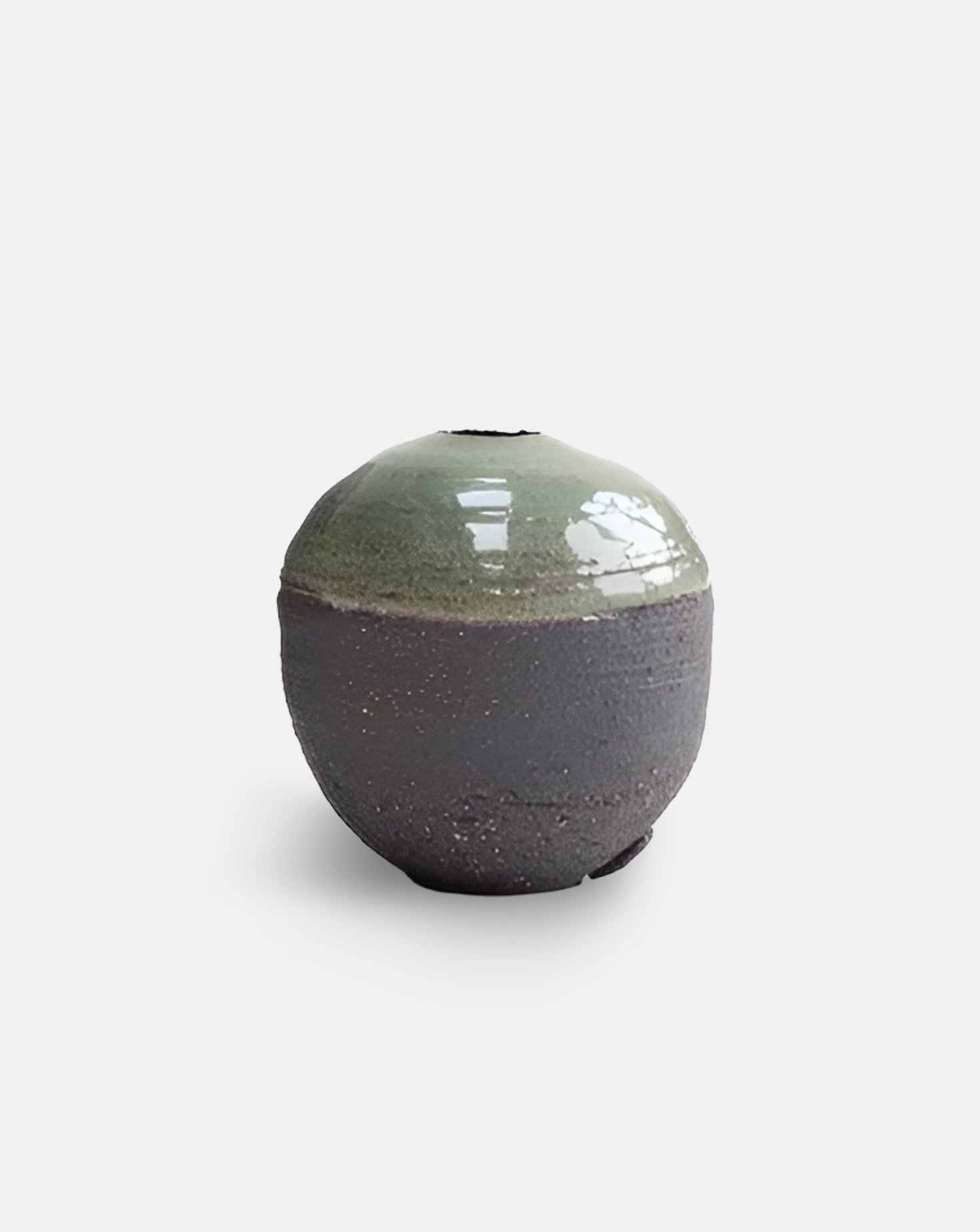 Mini Moss Green Stoneware Moon Jar