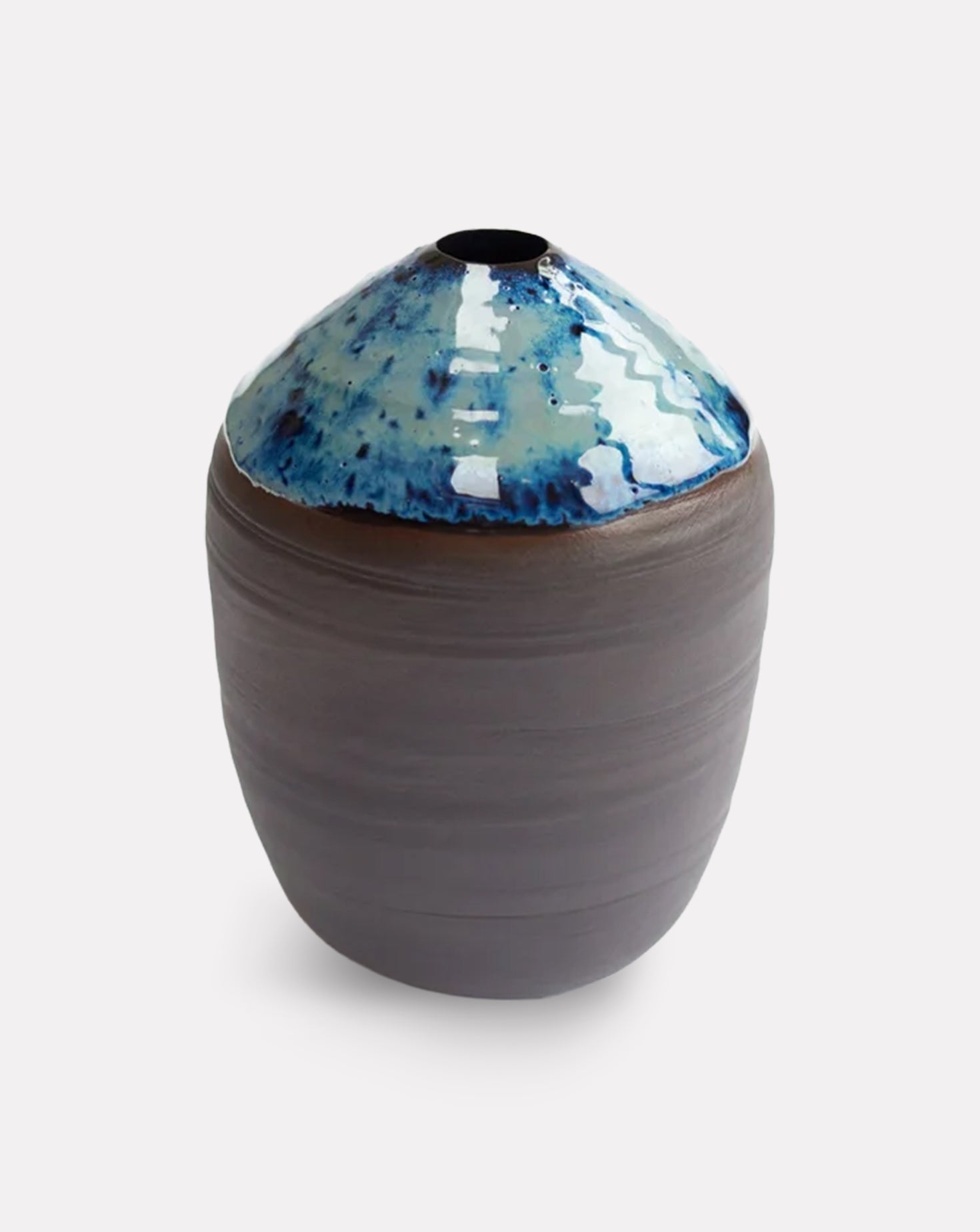 Narrow Neck Blue Limestone Moon Jar